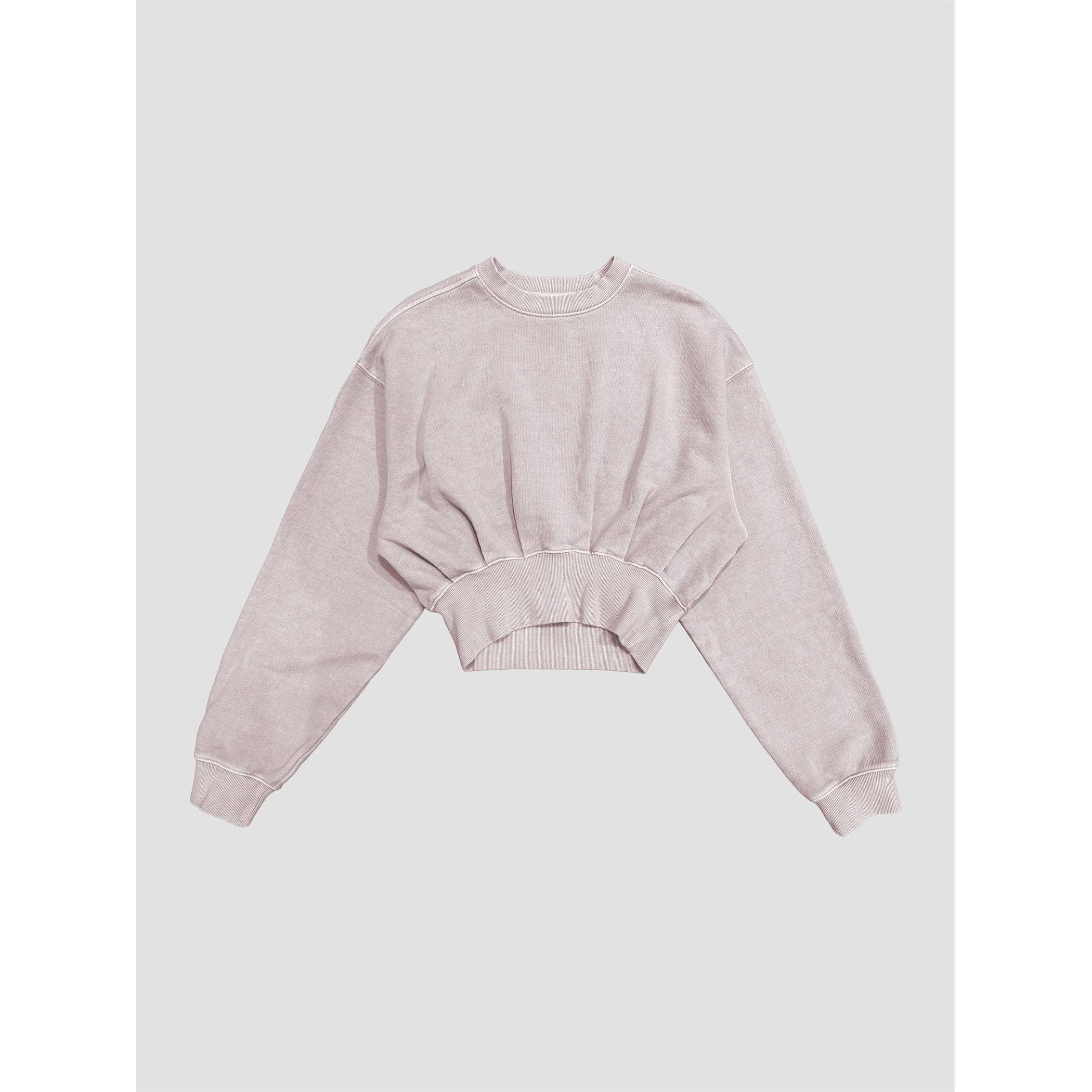 Acid Wash Cropped Balloon Sweatshirt