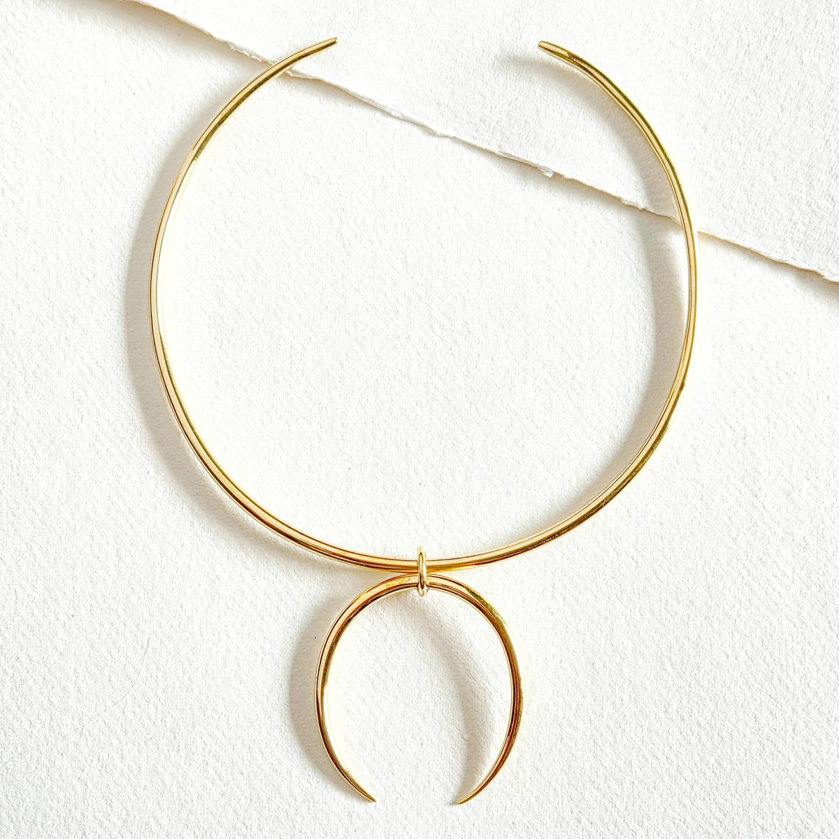 Solid brass smooth minimal collar arc claw necklace talan