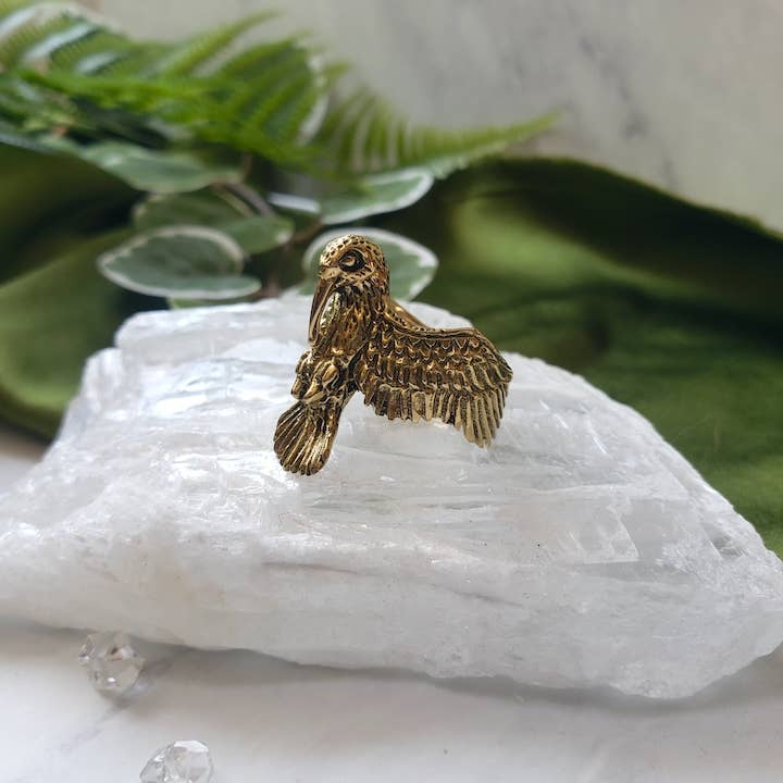 Hummingbird Ring - Brass Spirit Animal Statement Ring
