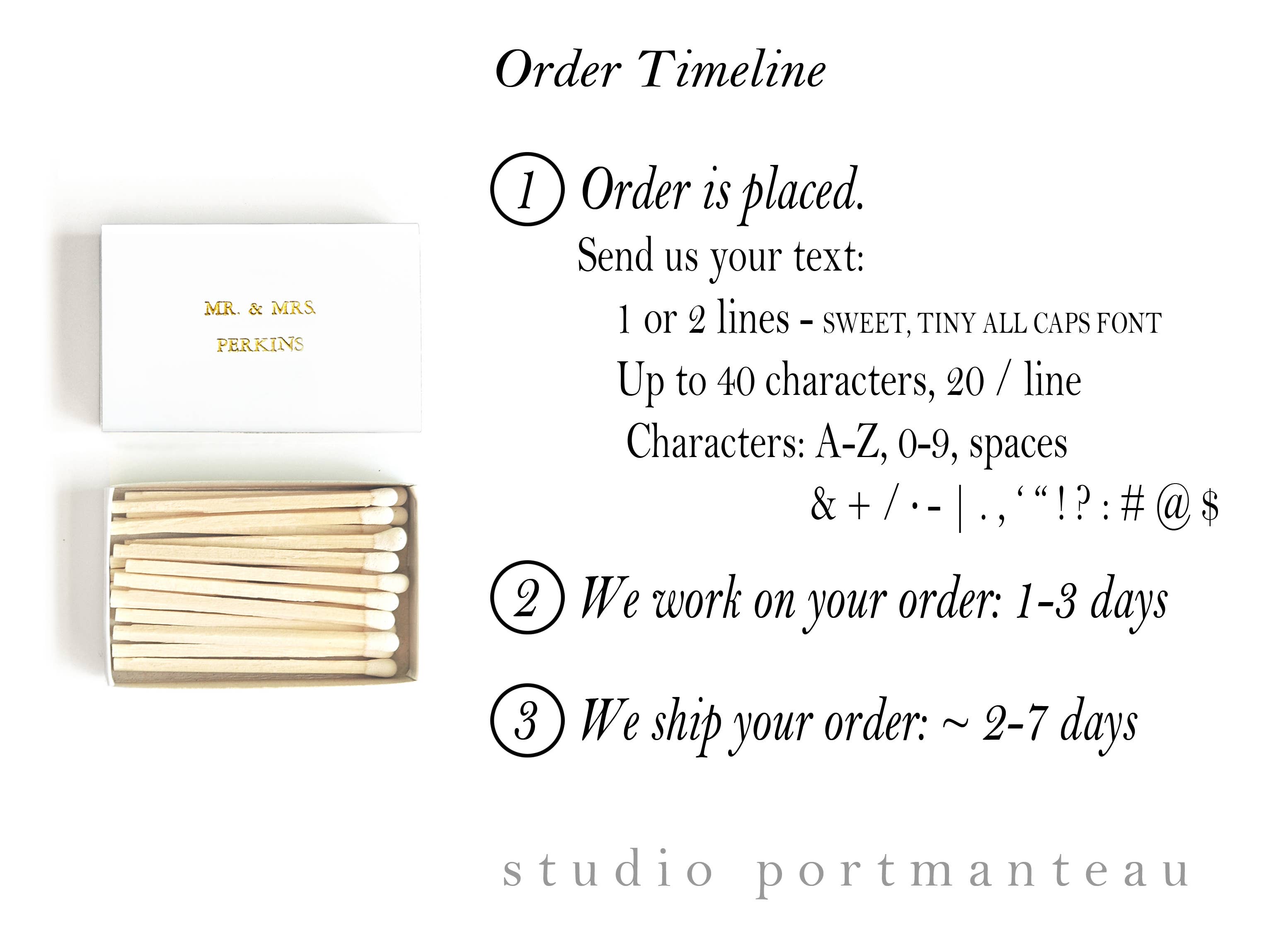 Custom Text DOUBLE-SIDED Foil Emboss Matchbox | Smaller Font