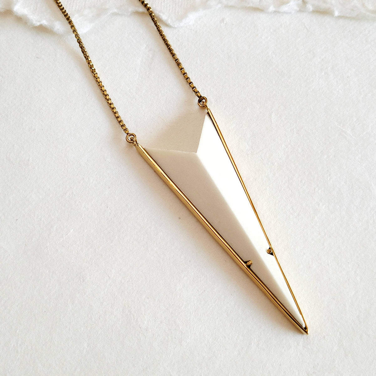 Brass horn bone collection necklace handmade