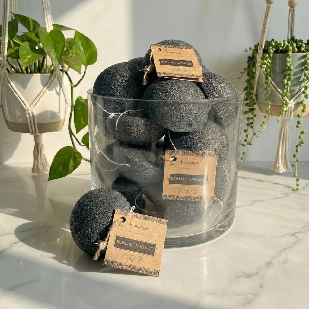 Natural Konjac Facial Cleansing Sponge | Charcoal