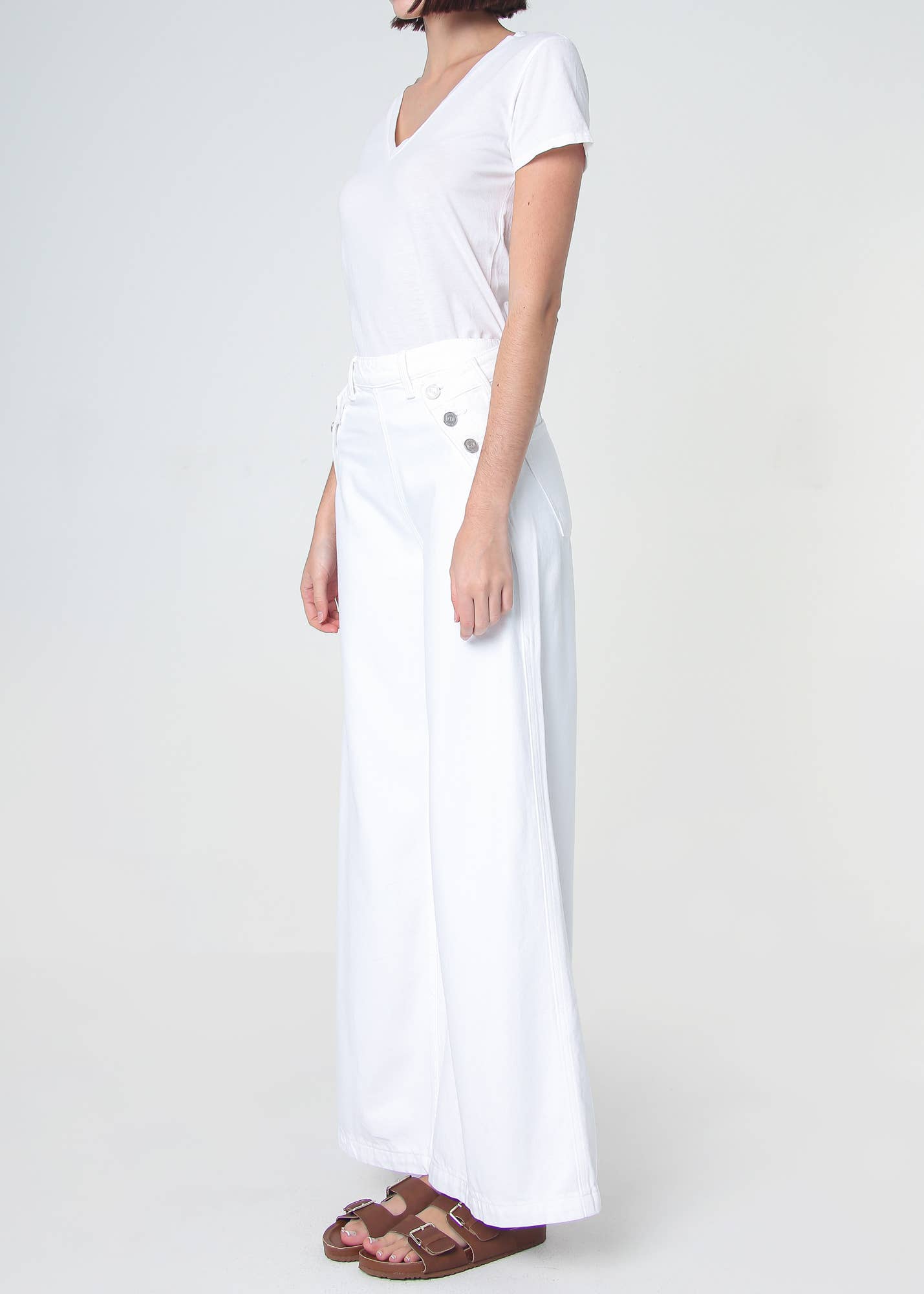 Dina High Waisted Wide Leg Jean - White