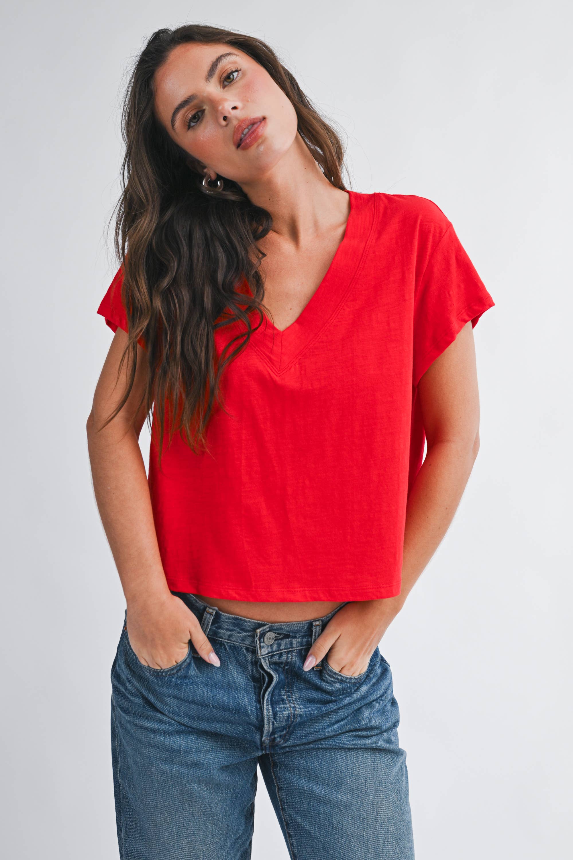 8281DK Til V-Neck Baby Top: Red / Contemporary / M