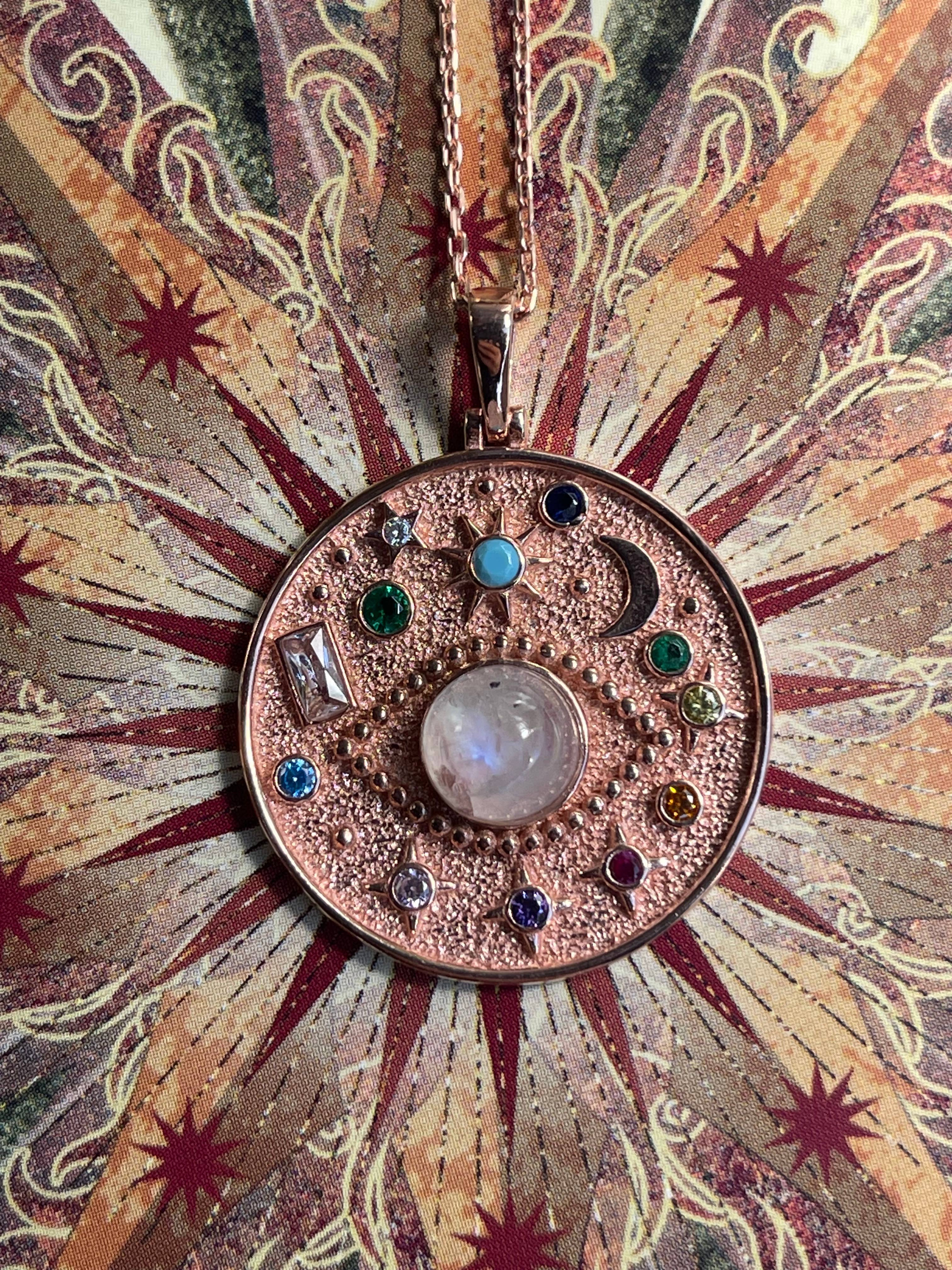 EVIL EYE MOONSTONE Celestial Sterling Silver Necklace