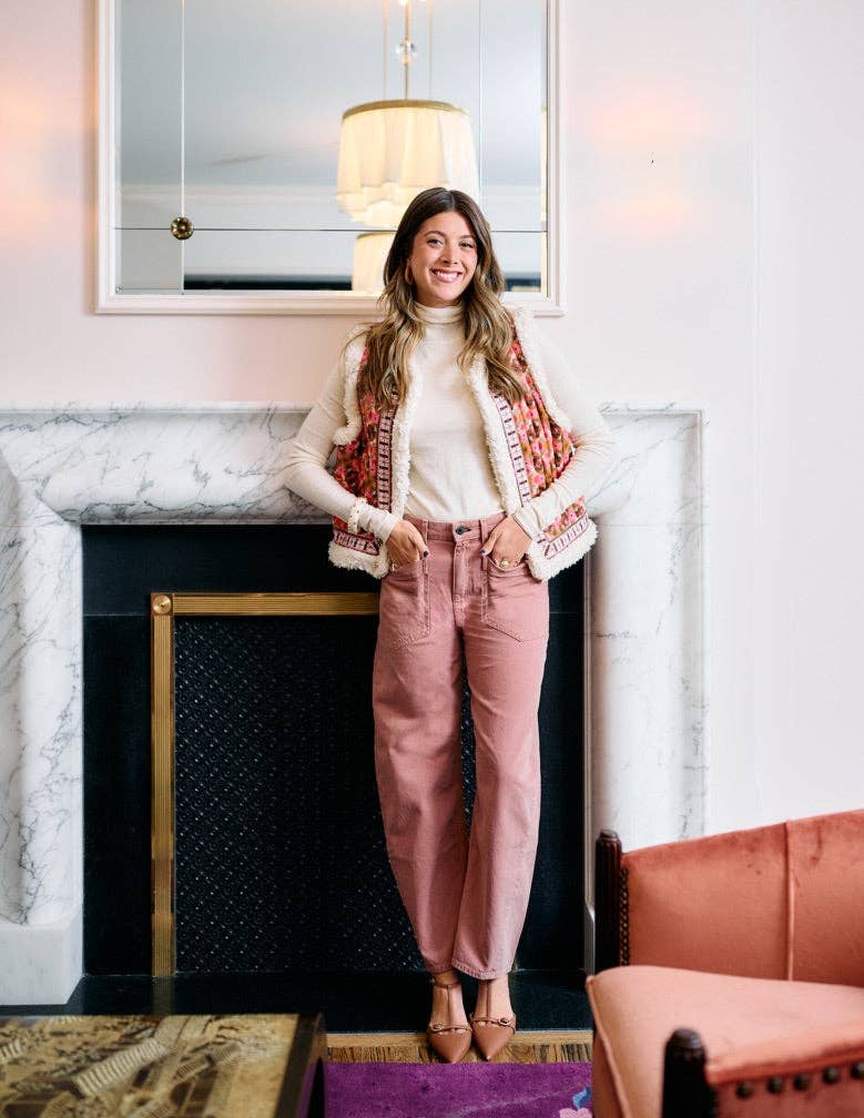 Willow Sherpa Reversible Vest - Farmhouse Pink