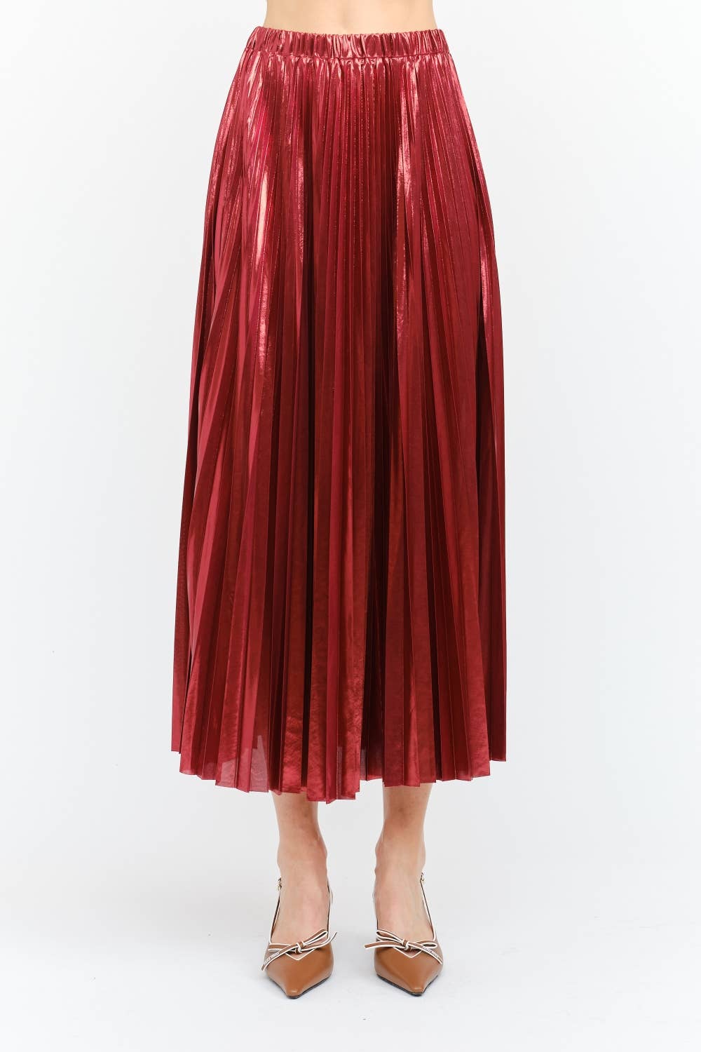 Alessandra Burgundy Pleated Skirt