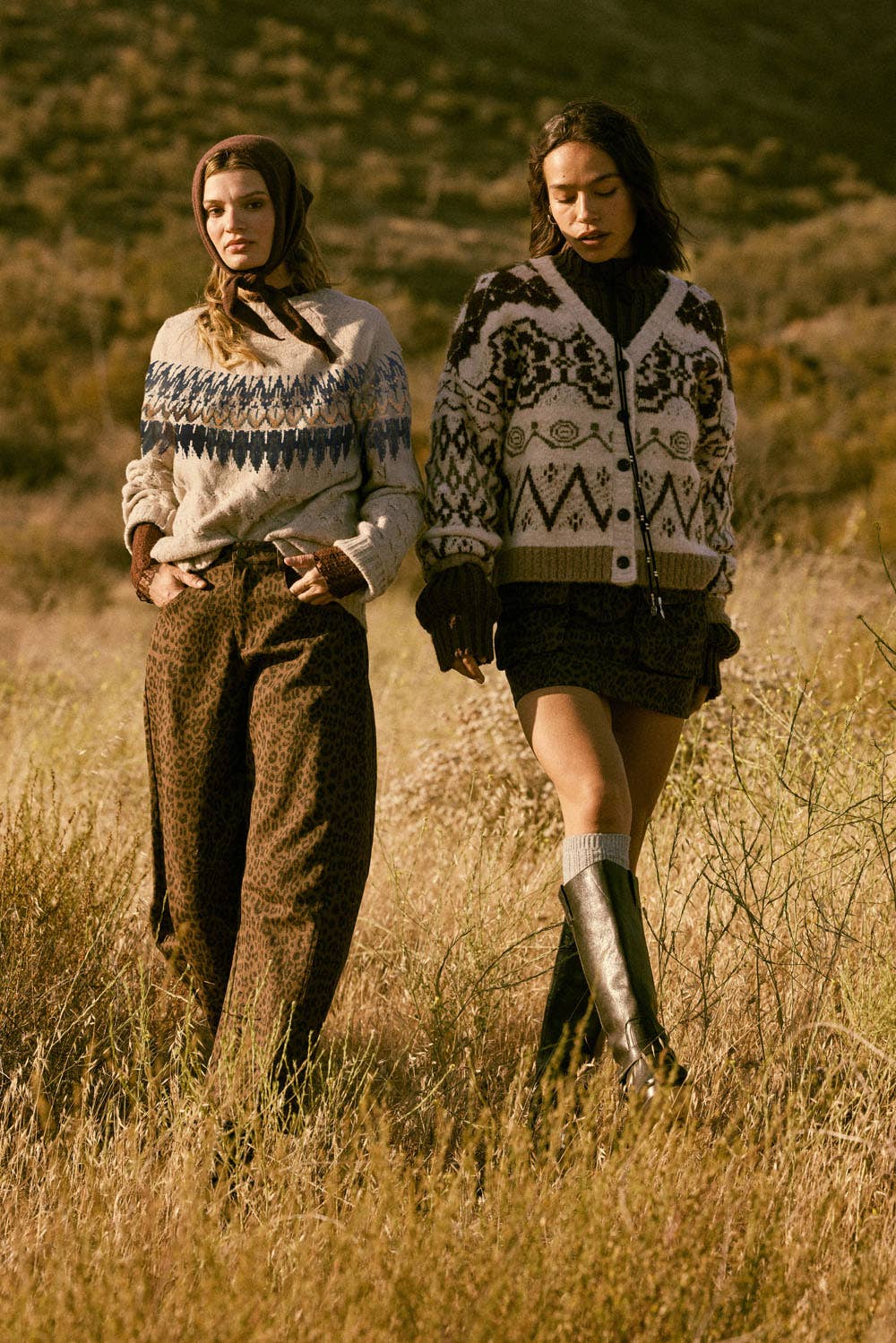 Cable Knit Fair Isle Raglan-Sleeve Sweater