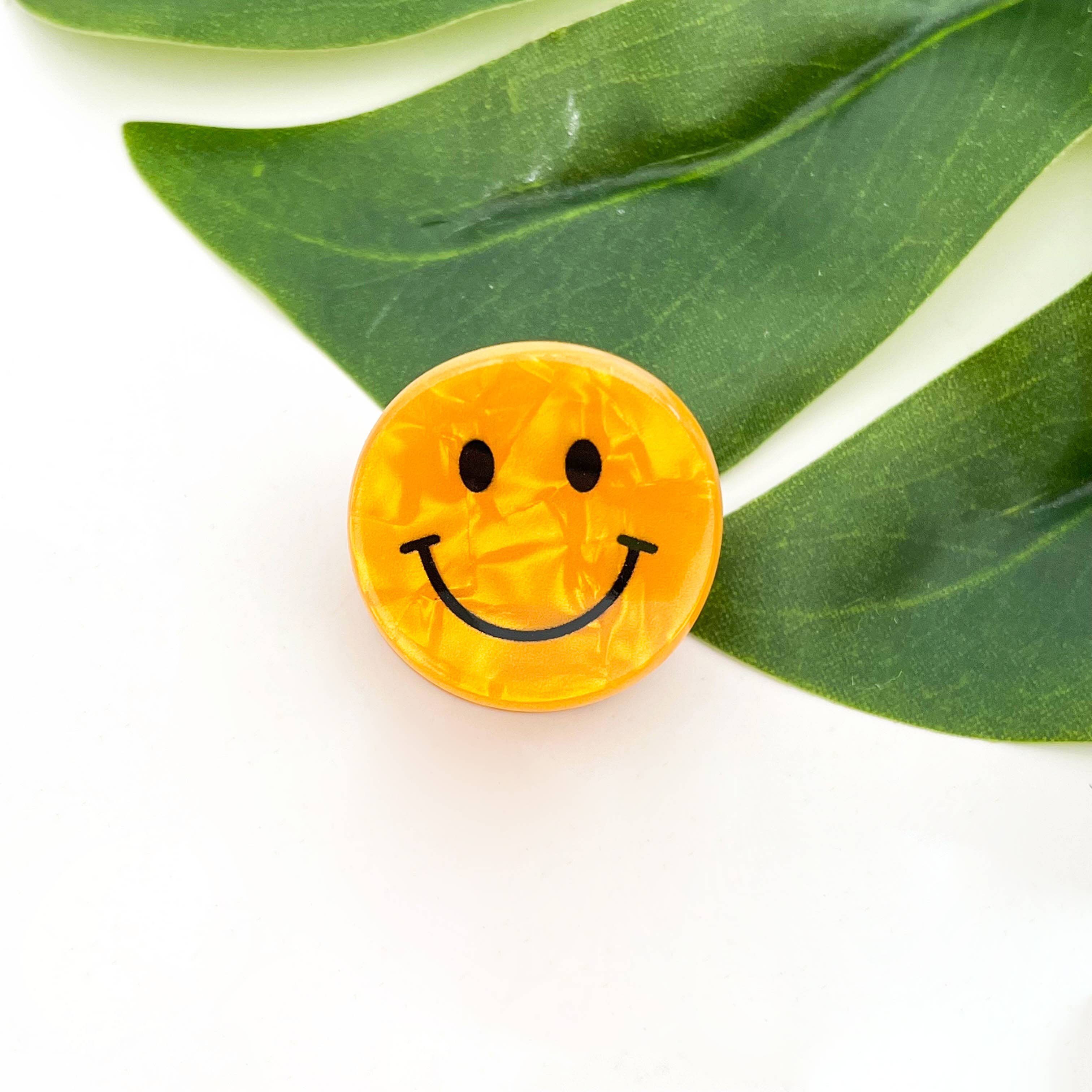 Mini Smiley Face Hair Claw Clip, Cute Floral Hair Clip