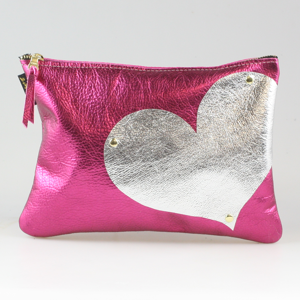The Carter Clutch: Side Heart Applique Pouch