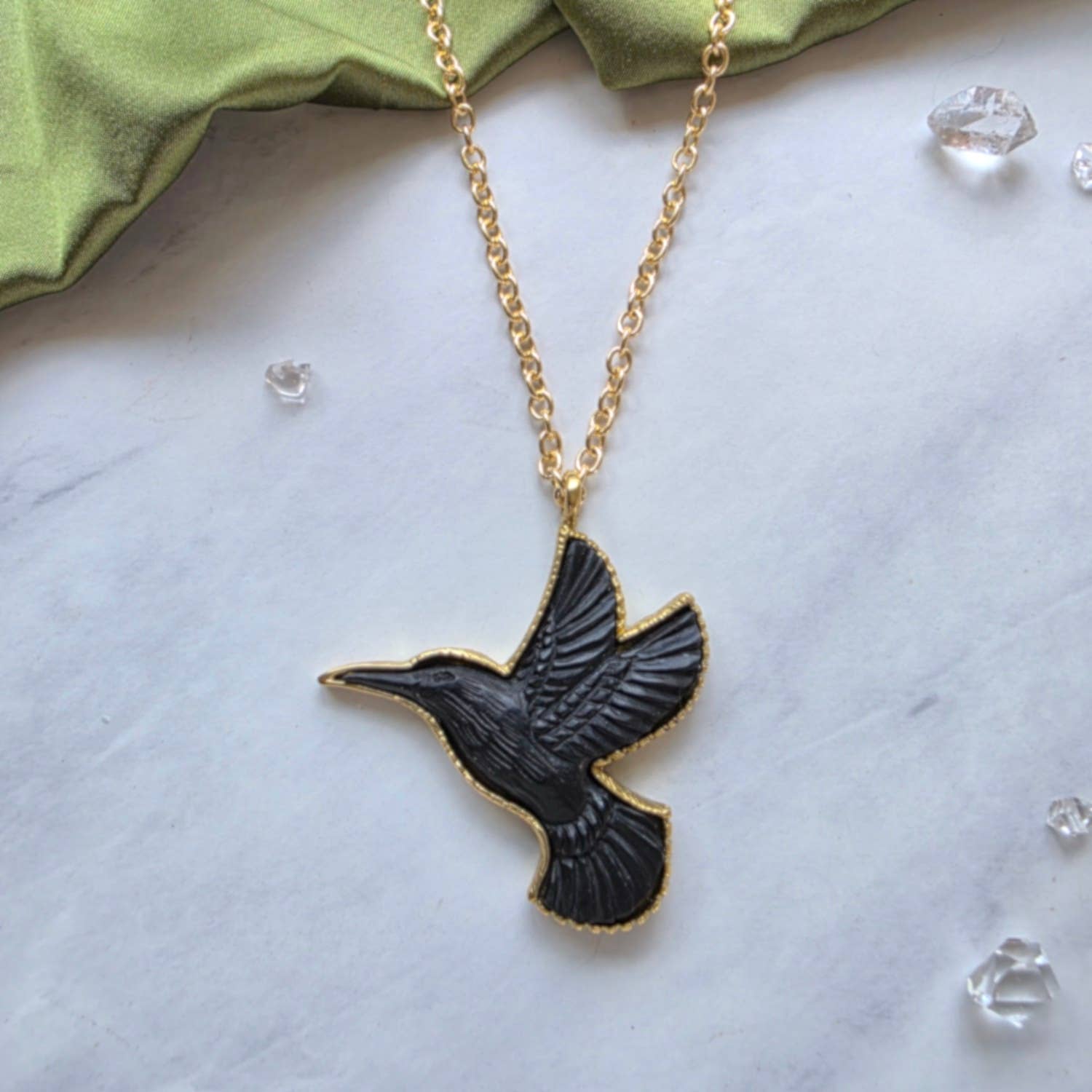 Hummingbird Spirit Animal Necklace - Ebony