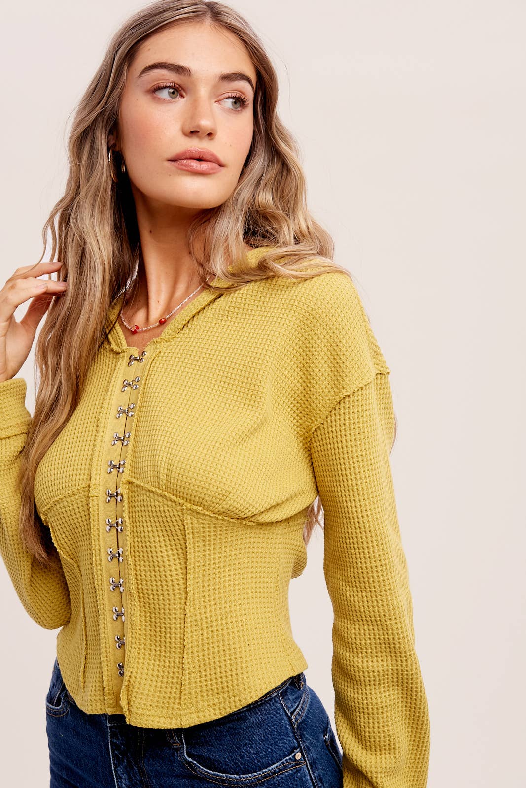 Waffle Knit Corset Hoodie