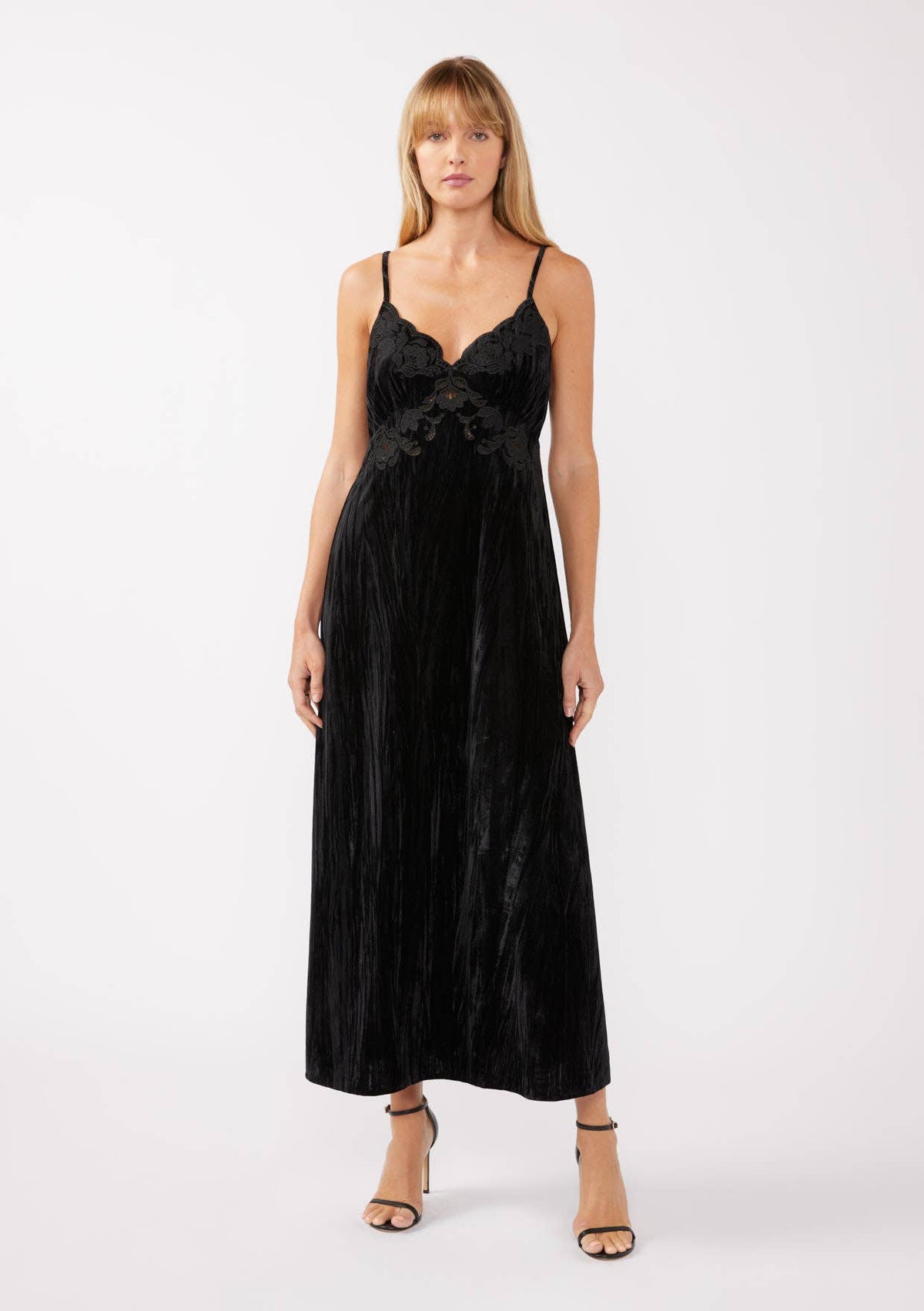 Spaghetti Strap Embroidered Maxi Dress