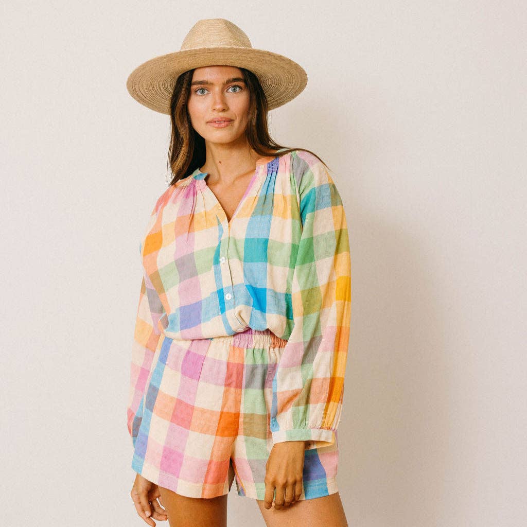Rainbow Plaid Lucia Top