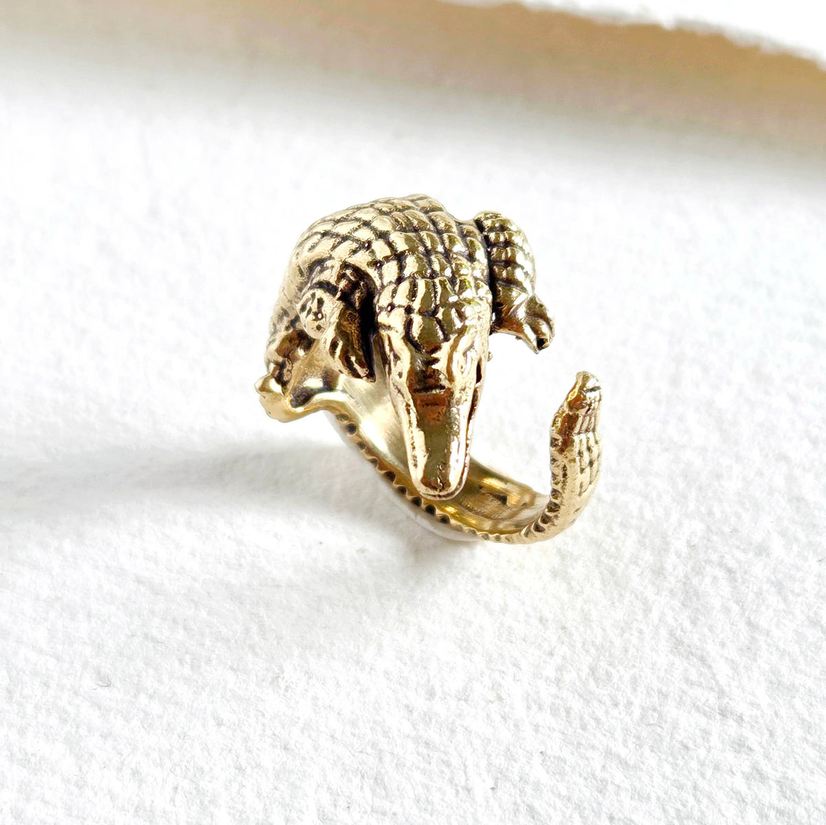 Brass alligator animal ring crocodile nature jewelry