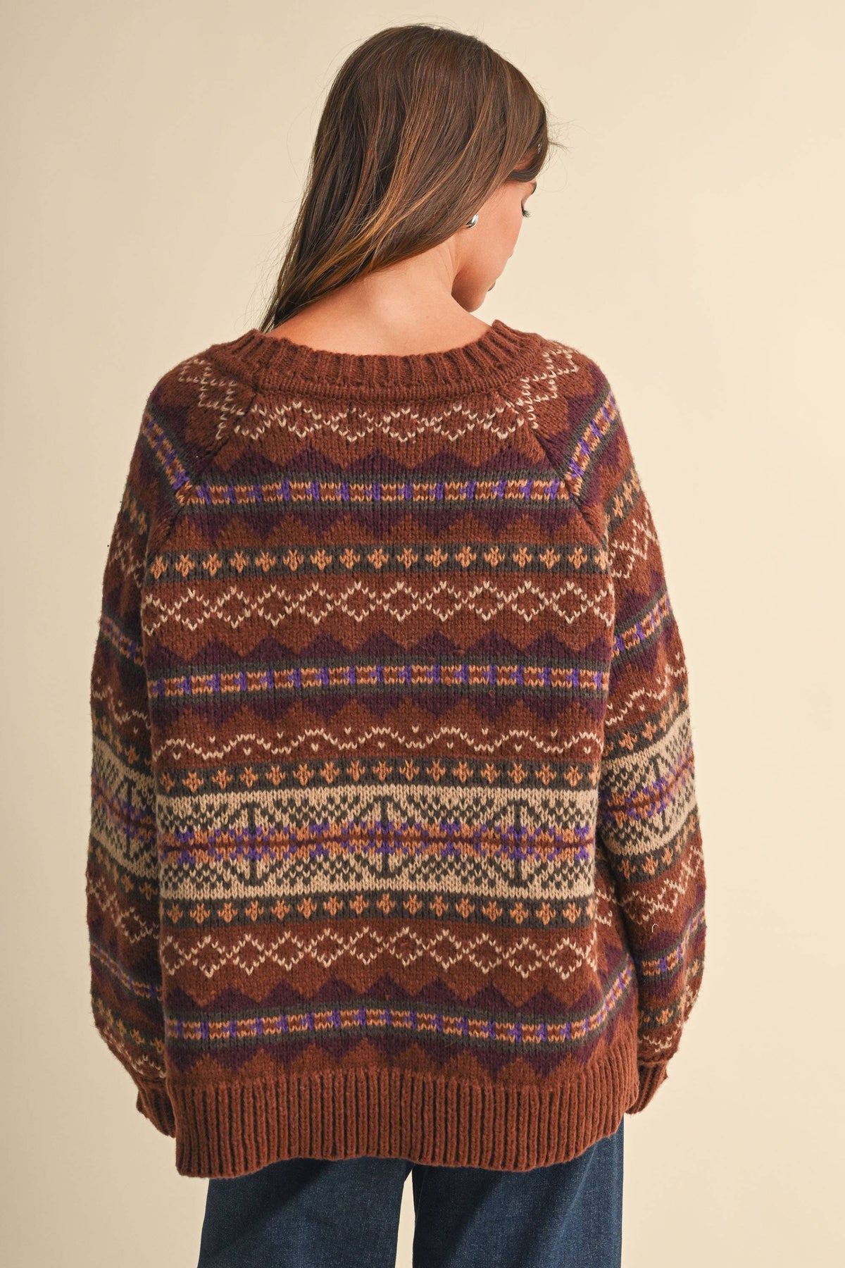 IT4703 LONG SLEEVED FAIR ISLE SWEATER