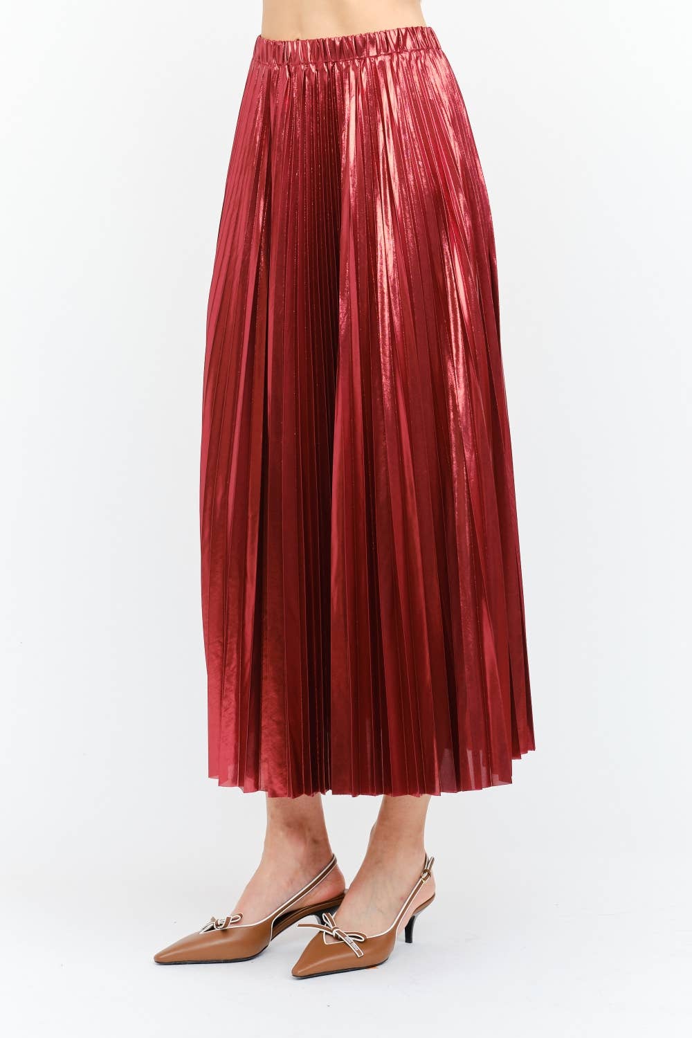 Alessandra Burgundy Pleated Skirt