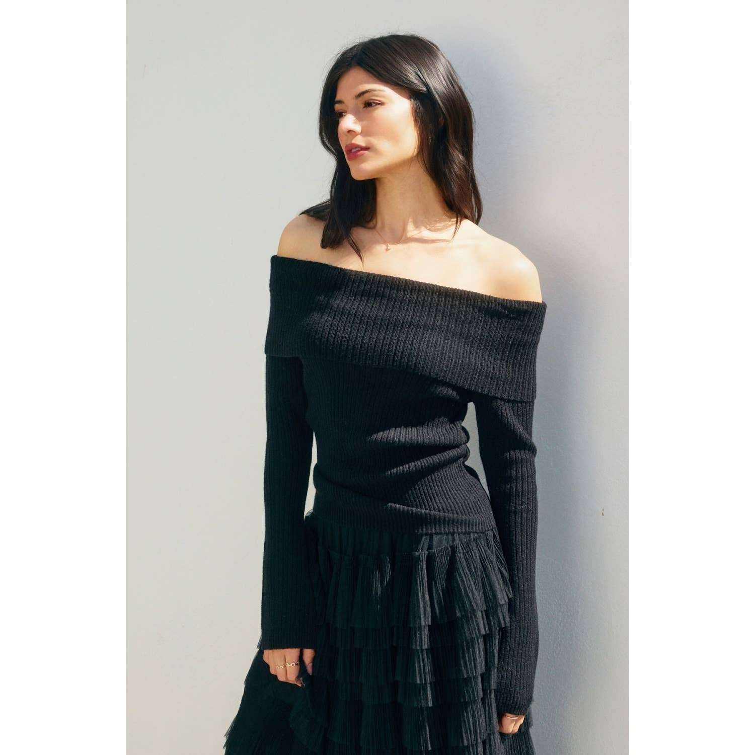 Foldover Off The Shoulder Sweater (1)