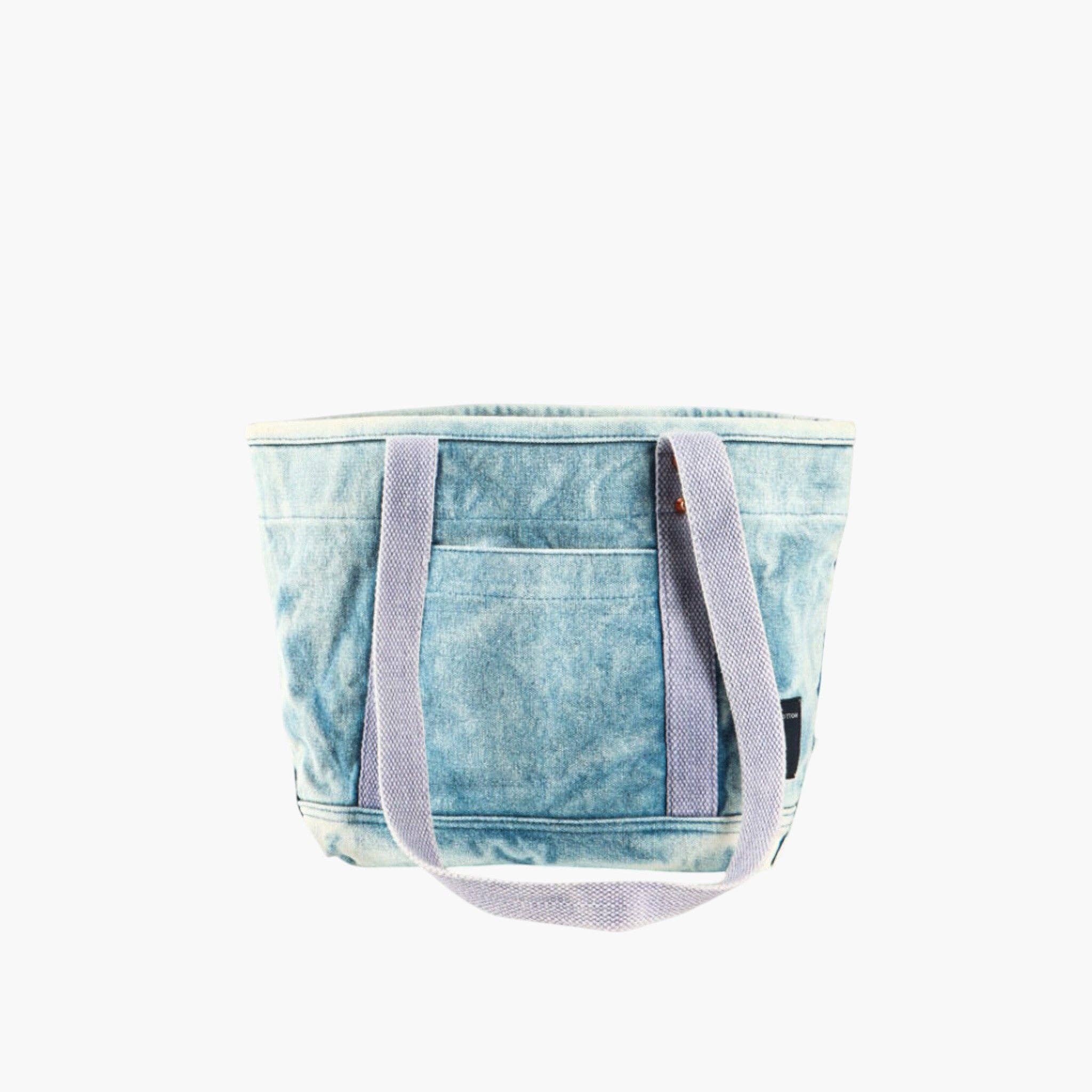 Lunch Tote | Acid Wash in light blue with sturdy straps and front pocket, perfect for casual everyday use or artisan gifts