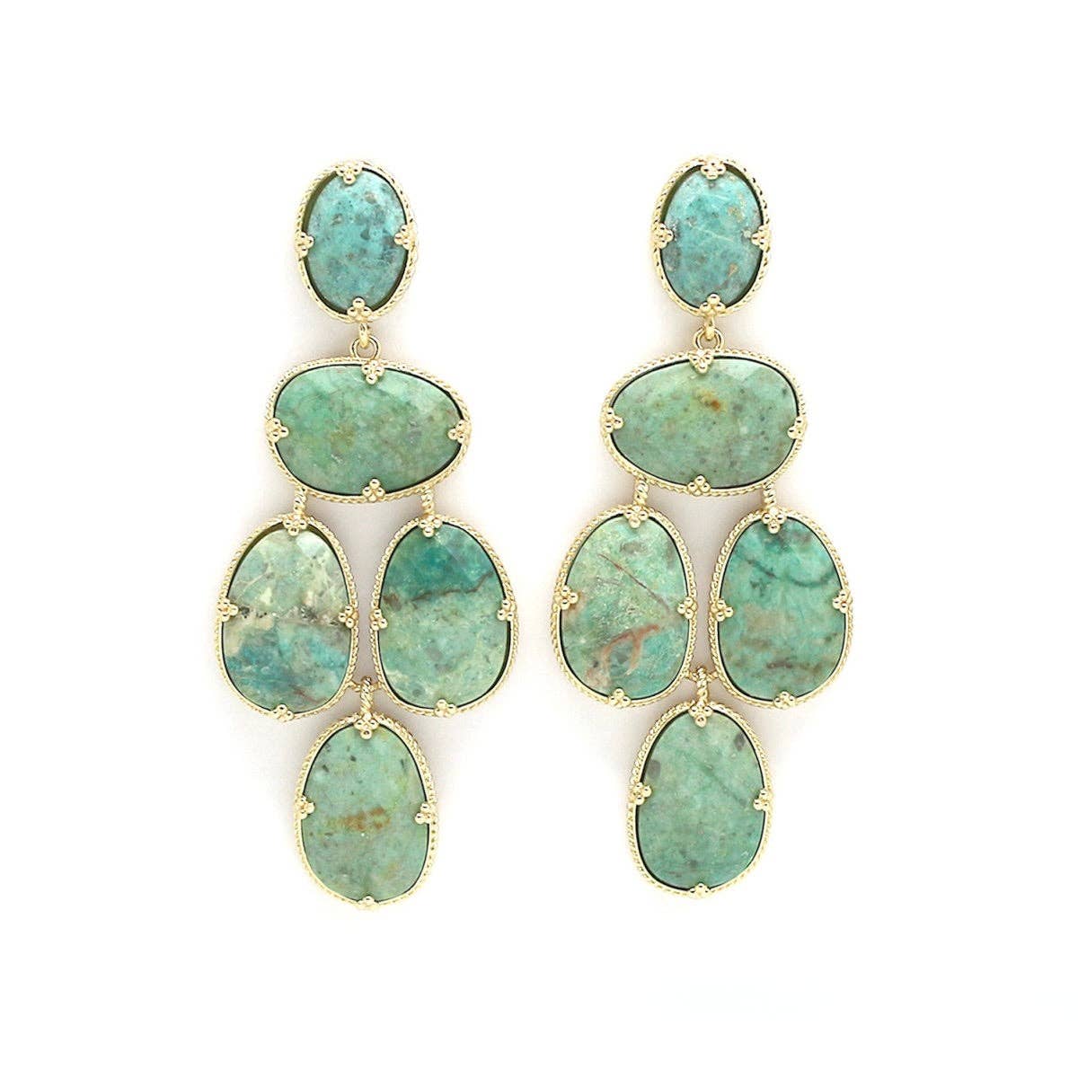 Phoenix Pine Turquoise Chandelier Earrings - E4-442