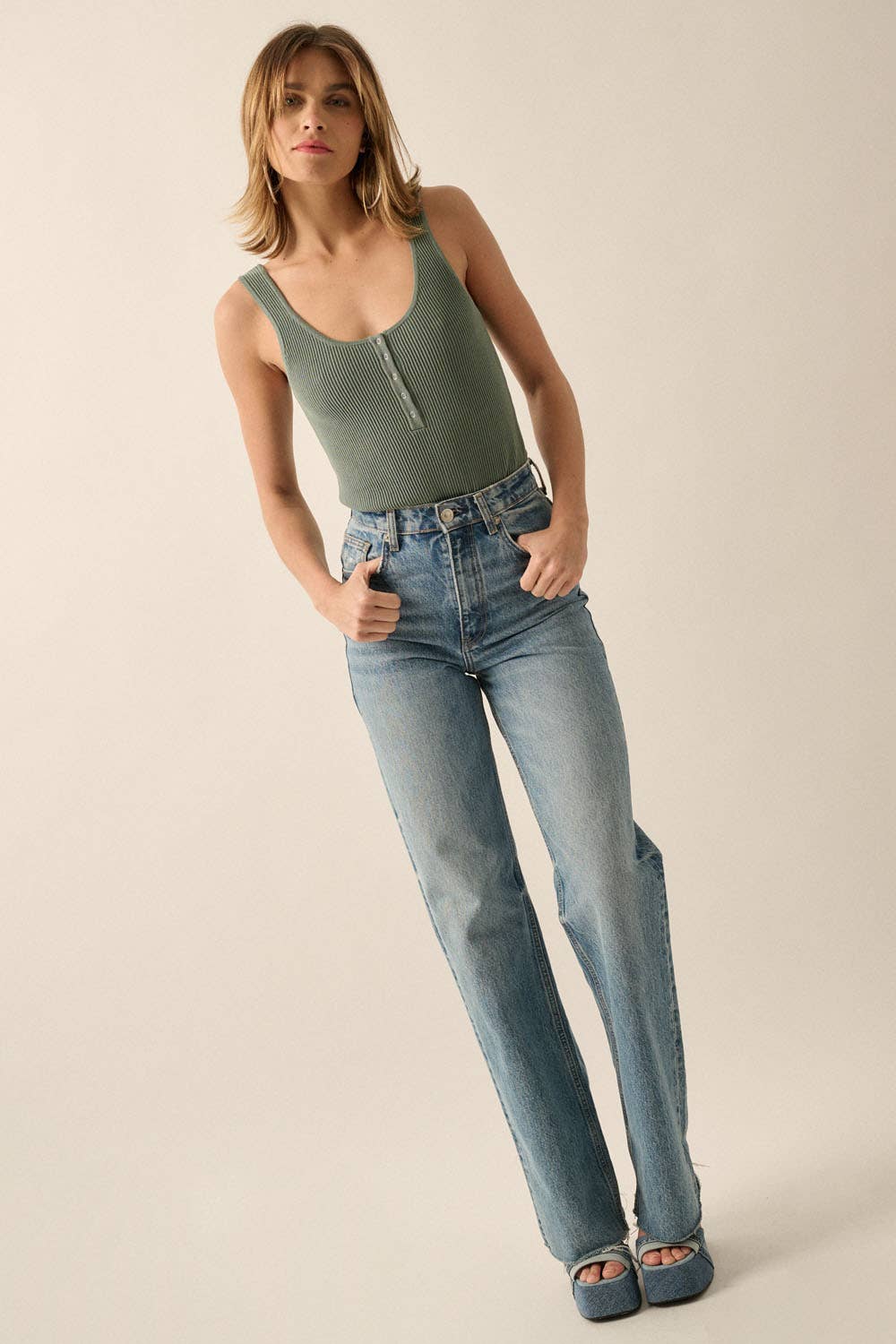 Shaper Fit Scoop Neck Rib Knit Tank Bodysuit