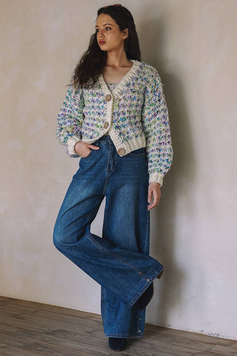 HAND KNIT MULTICOLOR SWEATER CARDIGAN