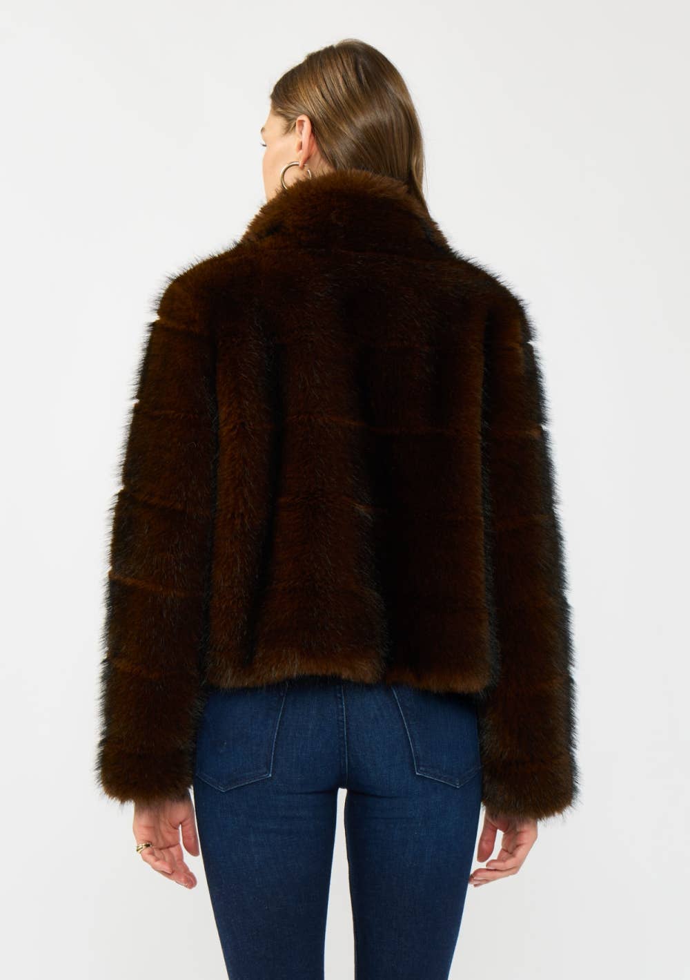 Cropped Faux Fur Jacket with Pockets