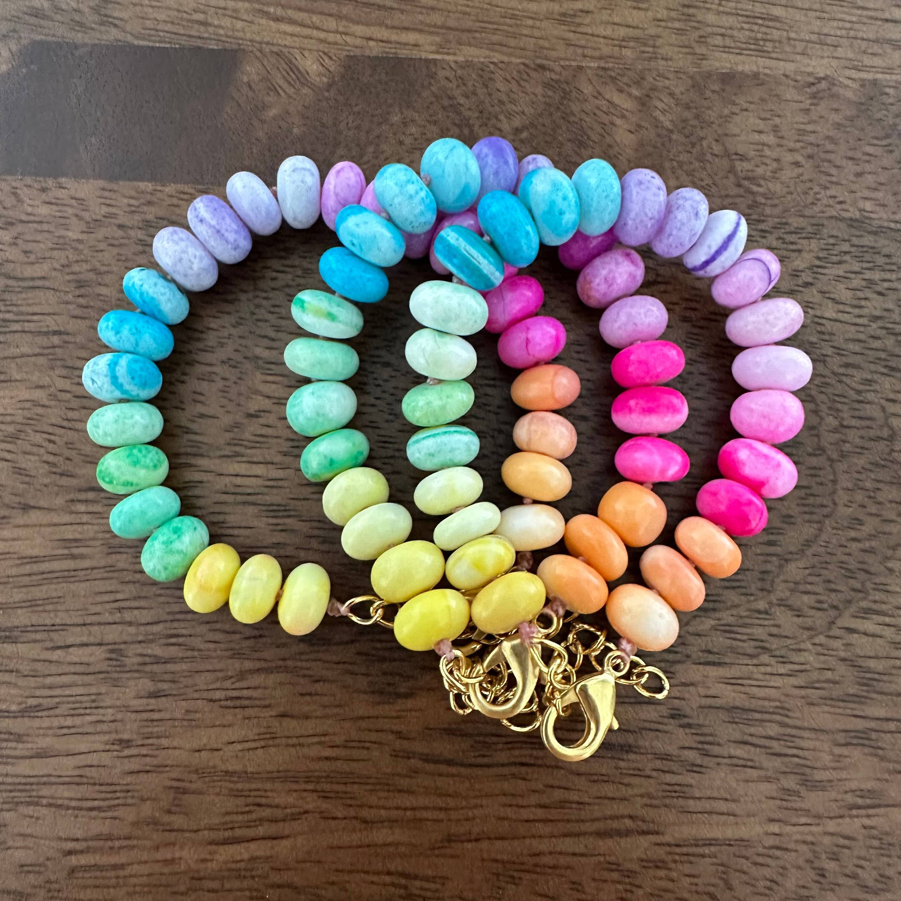 Pastel Rainbow Bracelet | Peruvian Opal | Chunky Beaded