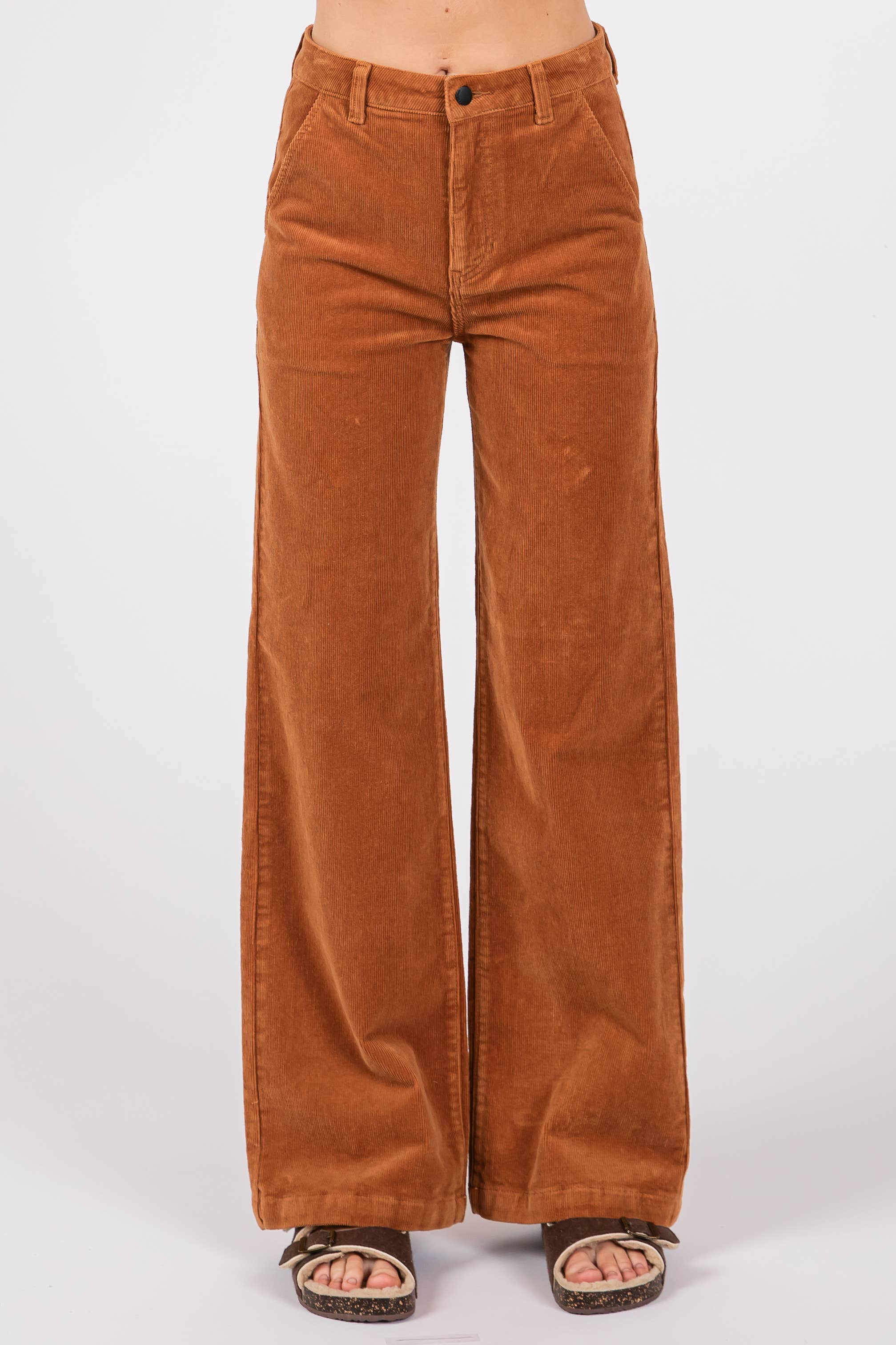 Vintage-Inspired Wide Leg Corduroy Trouser