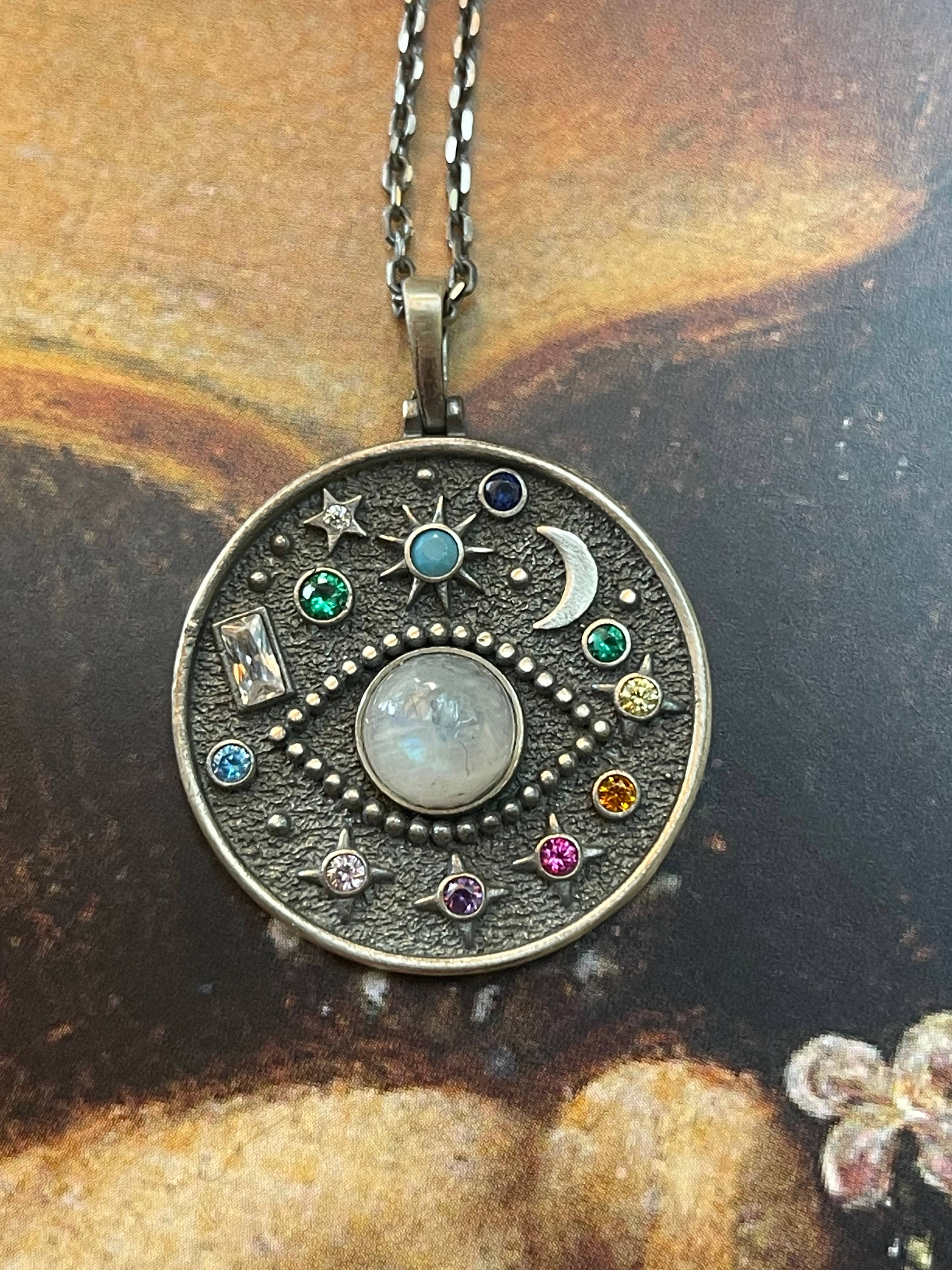 EVIL EYE MOONSTONE Celestial Sterling Silver Necklace