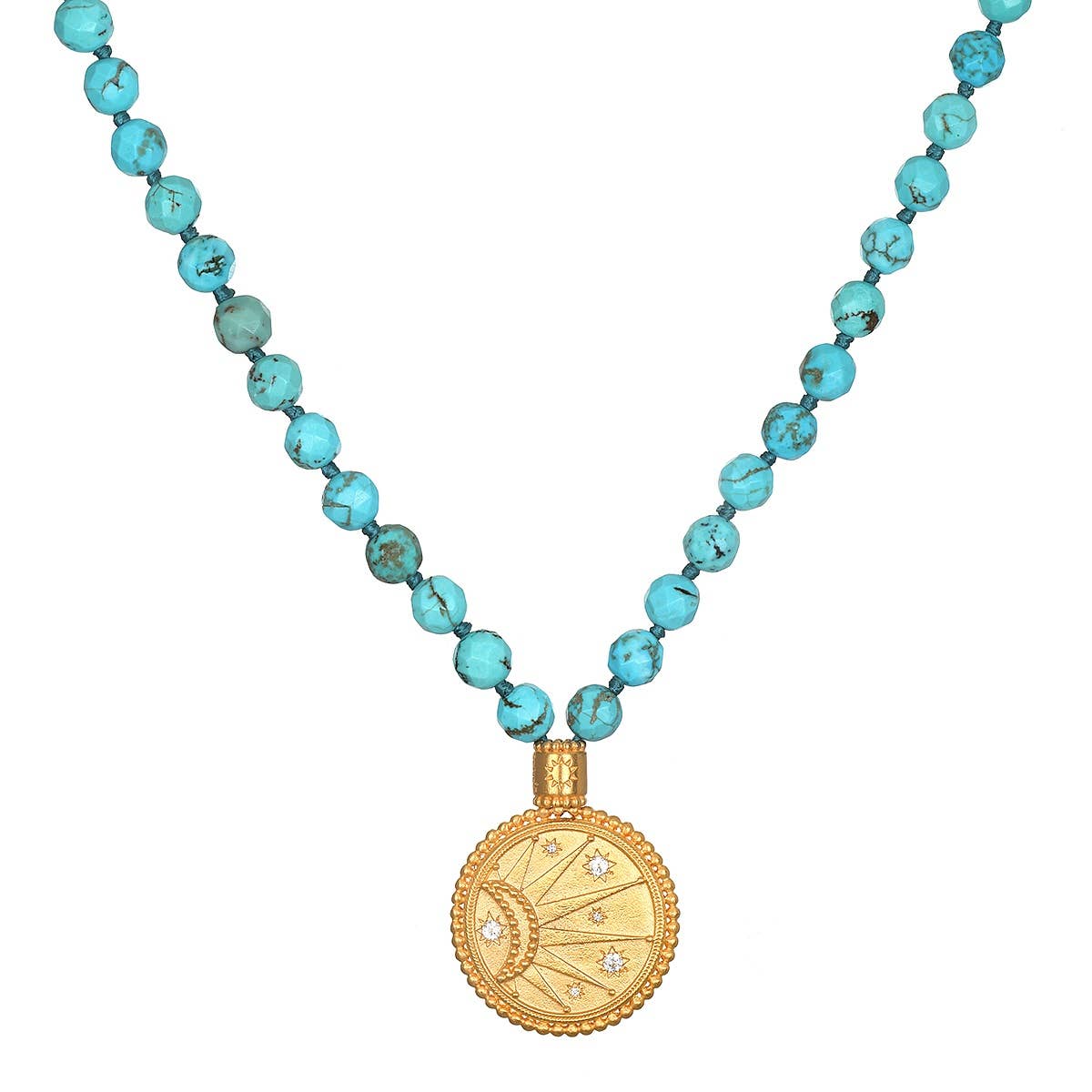 Sunburst Medallion Mala with Turquoise