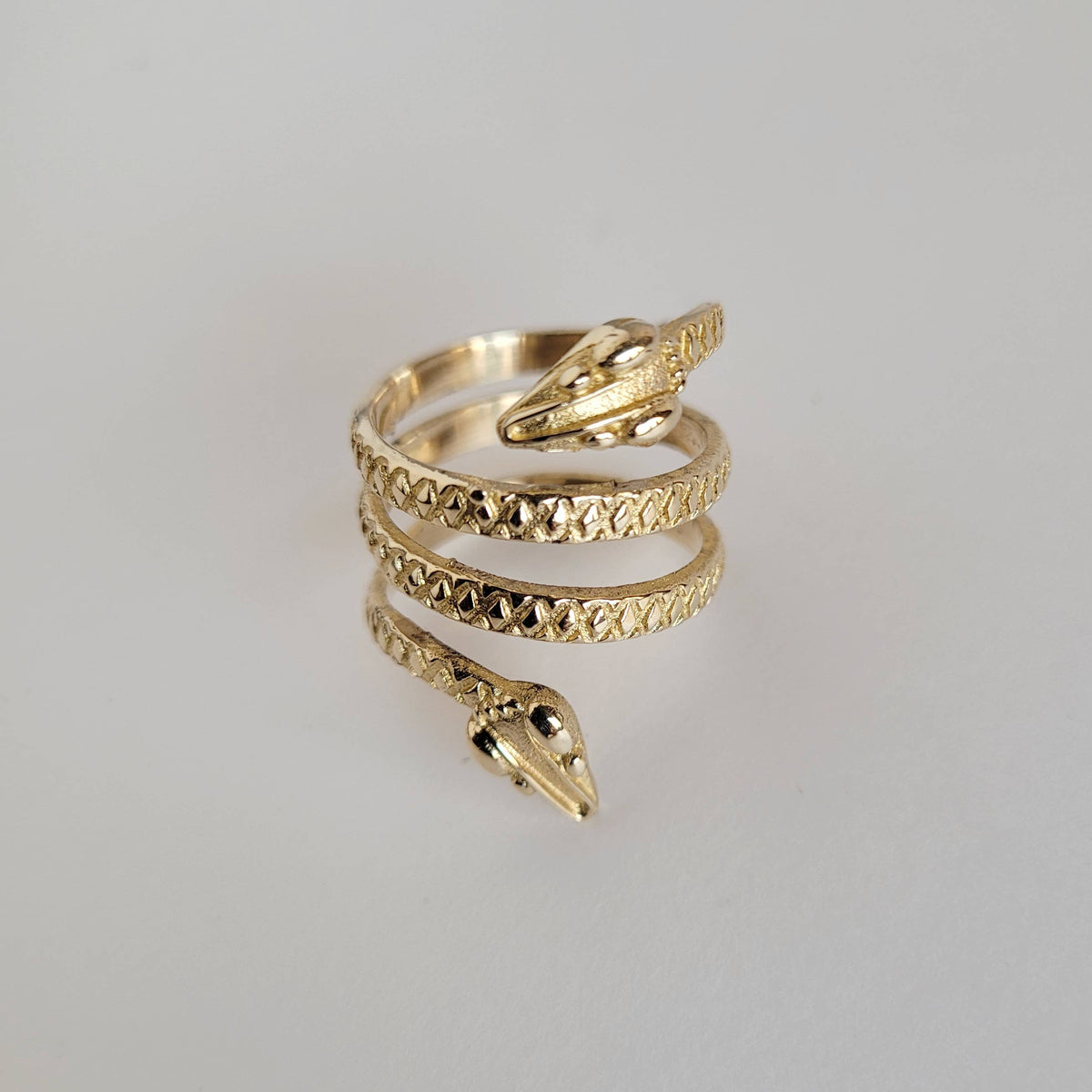 Brass snake serpent animal spiral ring