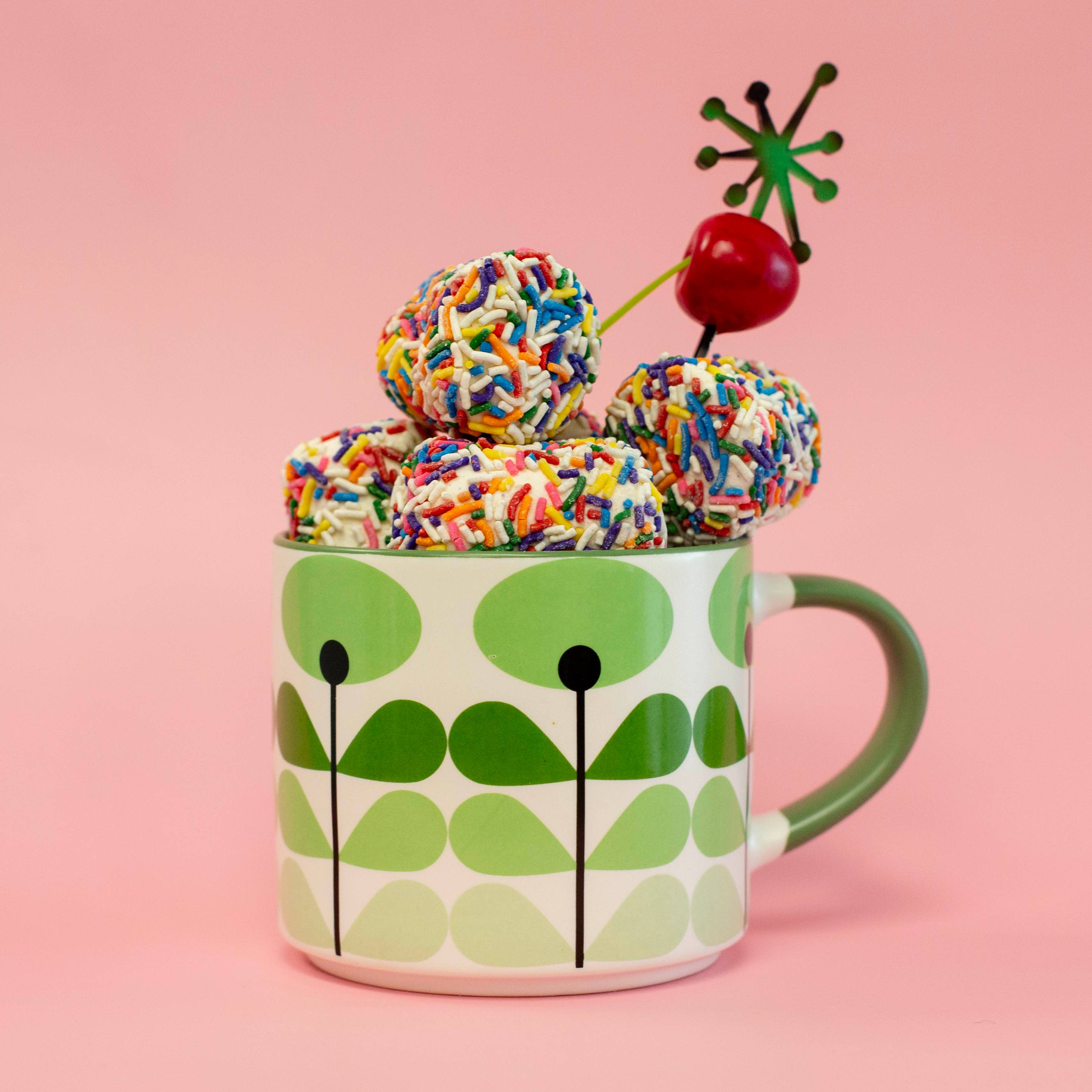 Green Mod Flower Holiday Mid Century Stackable Coffee Mug