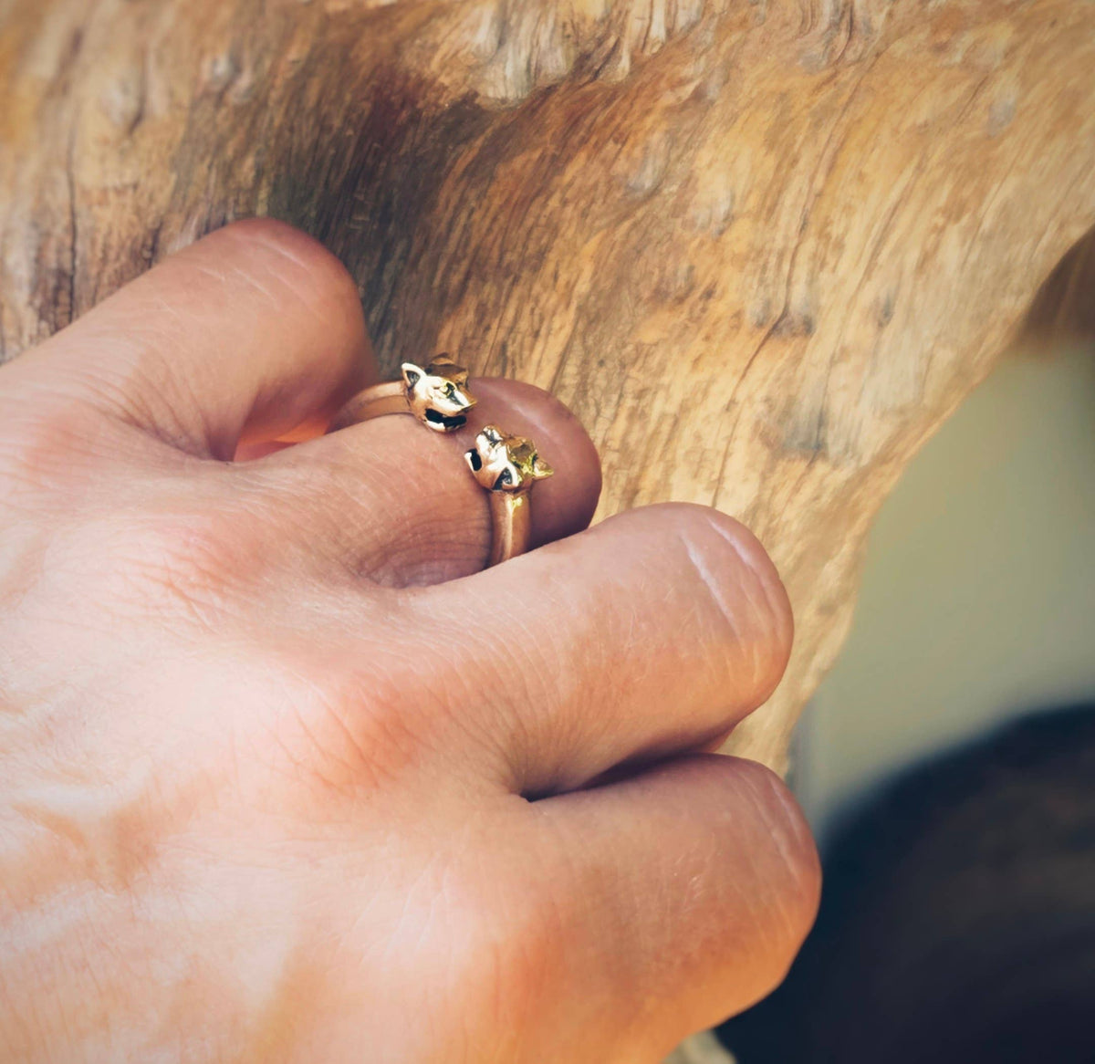 Brass tiger animal ring adjustable cute nature jewelry