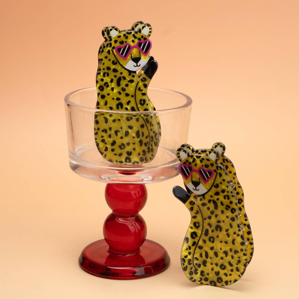 Cool Heart Sunglasses Cheetah Leopard Hair Claw