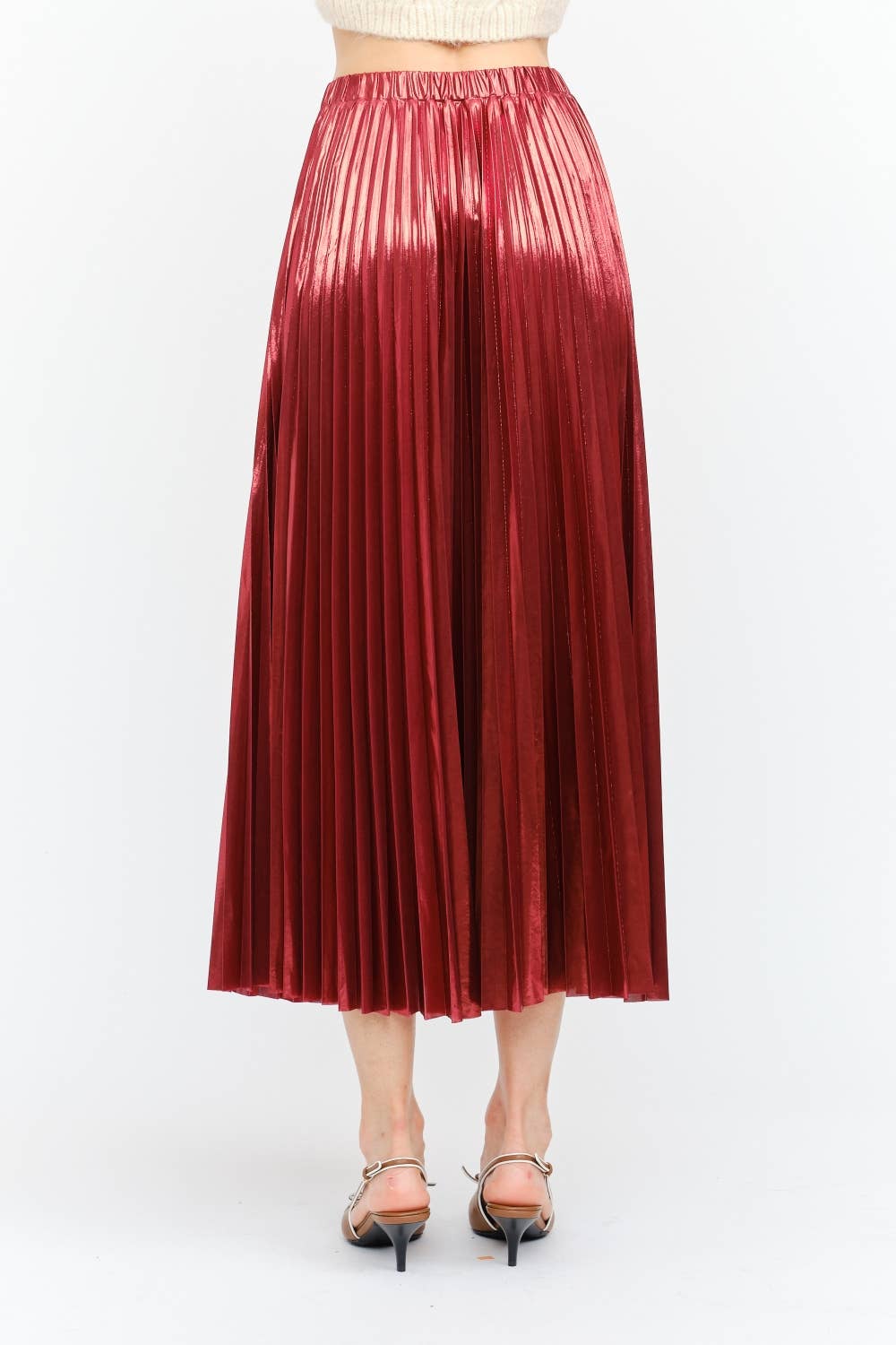 Alessandra Burgundy Pleated Skirt