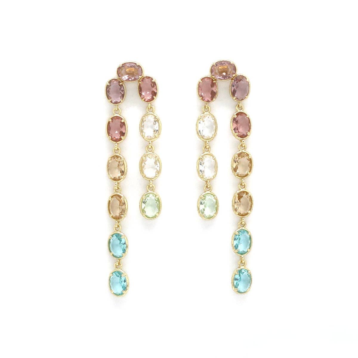 Zirconium Pastel Rainbow Dangle Earrings - E4-446B