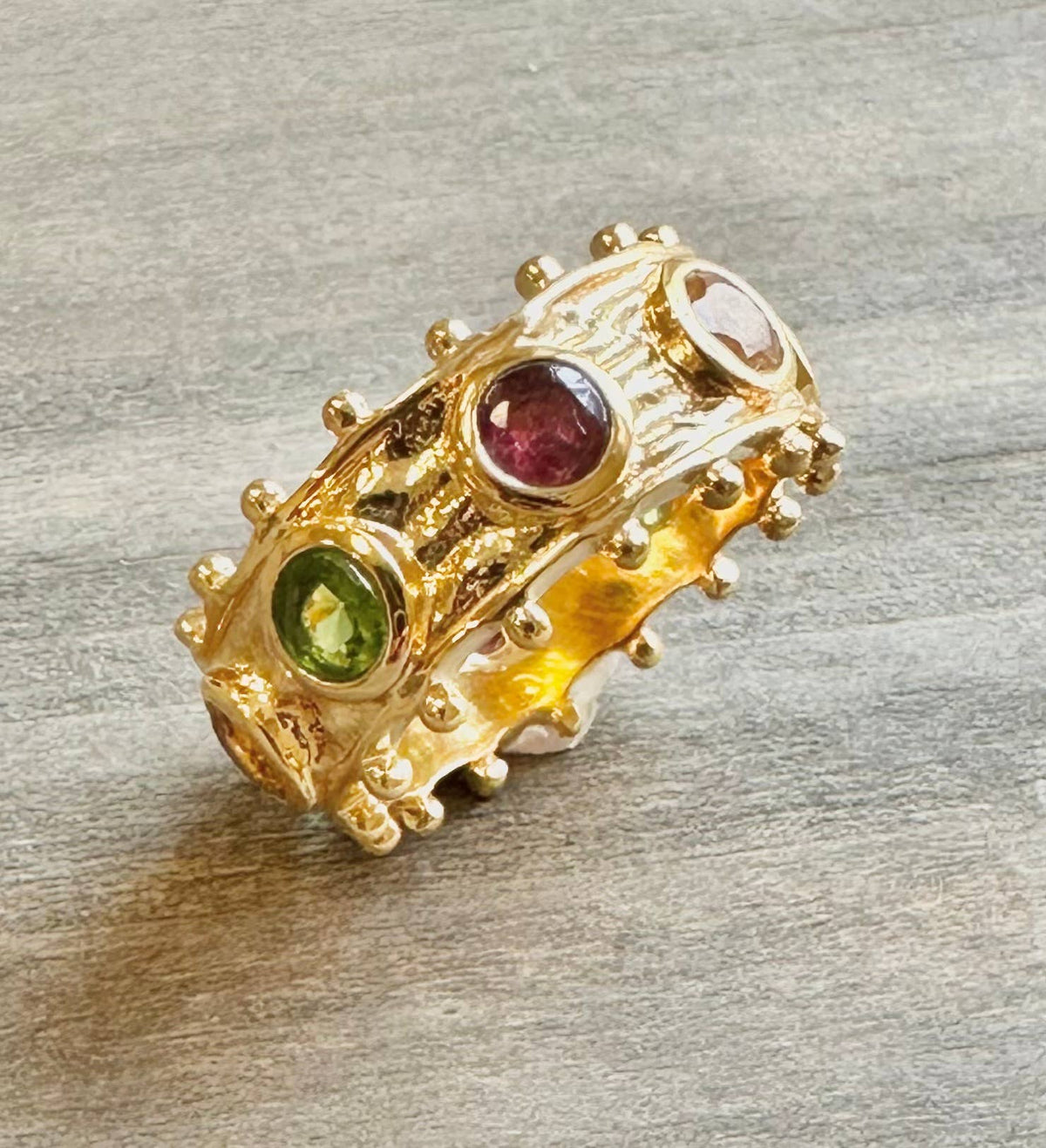 Semi-Precious Stone Dotted Band Ring