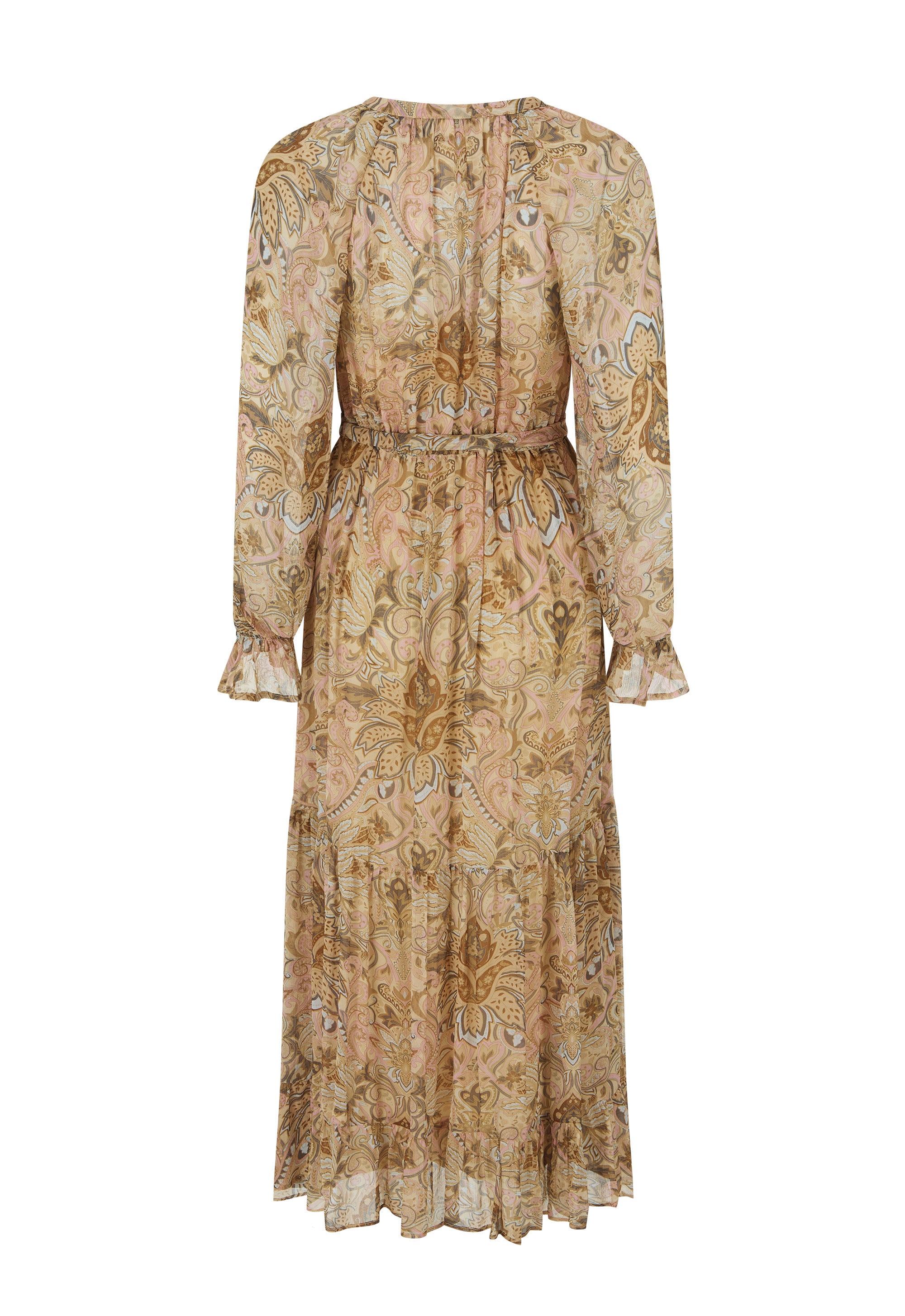 Damask Button Through Gown in Chai