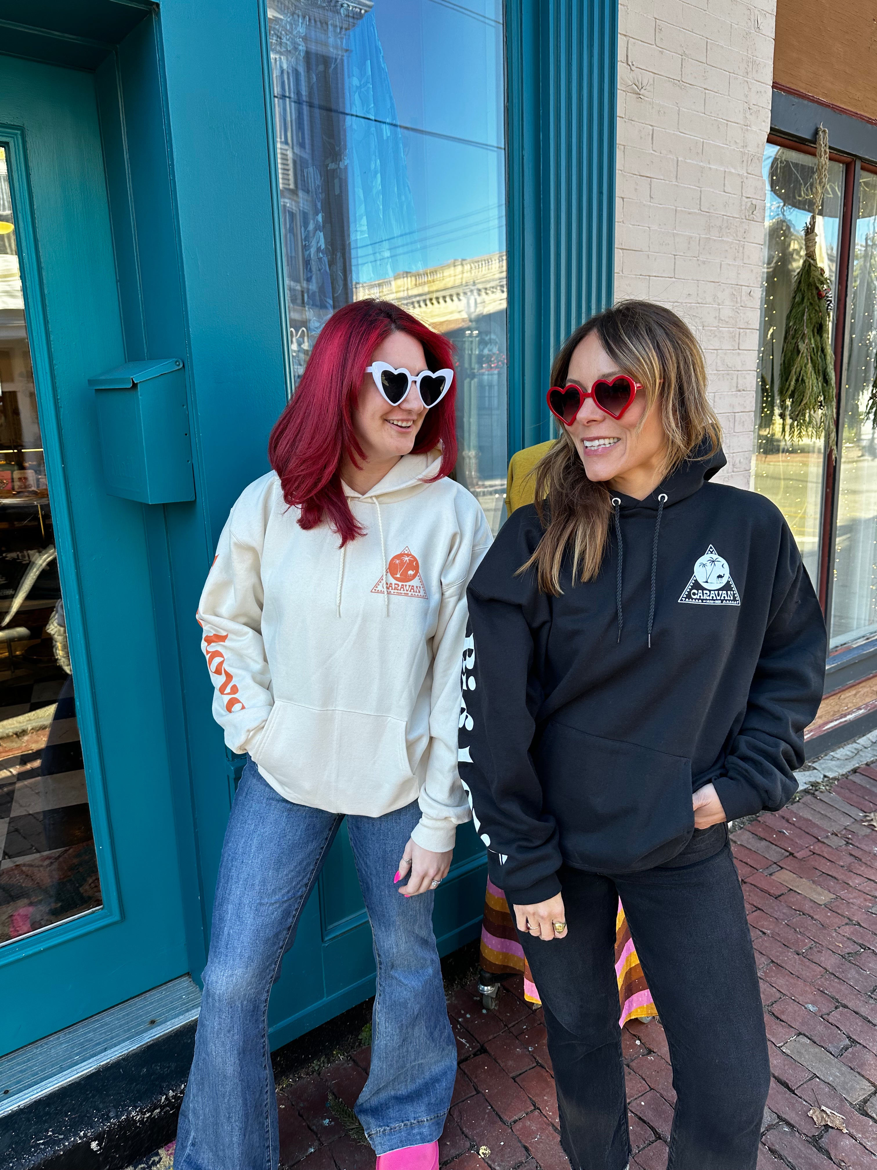Caravan Big Bonkers Love Hoodies In Black Or Cream
