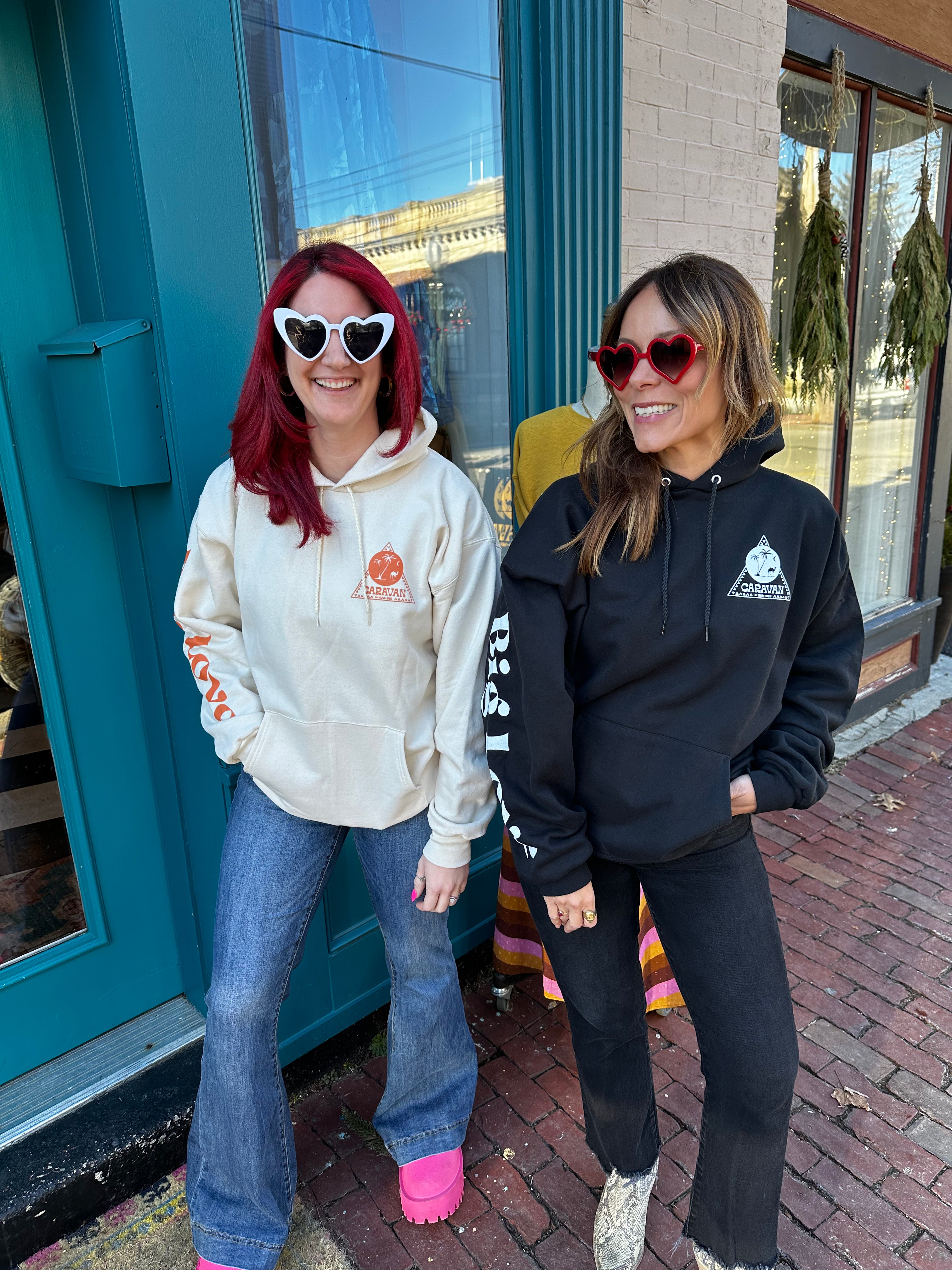 Caravan Big Bonkers Love Hoodies In Black Or Cream