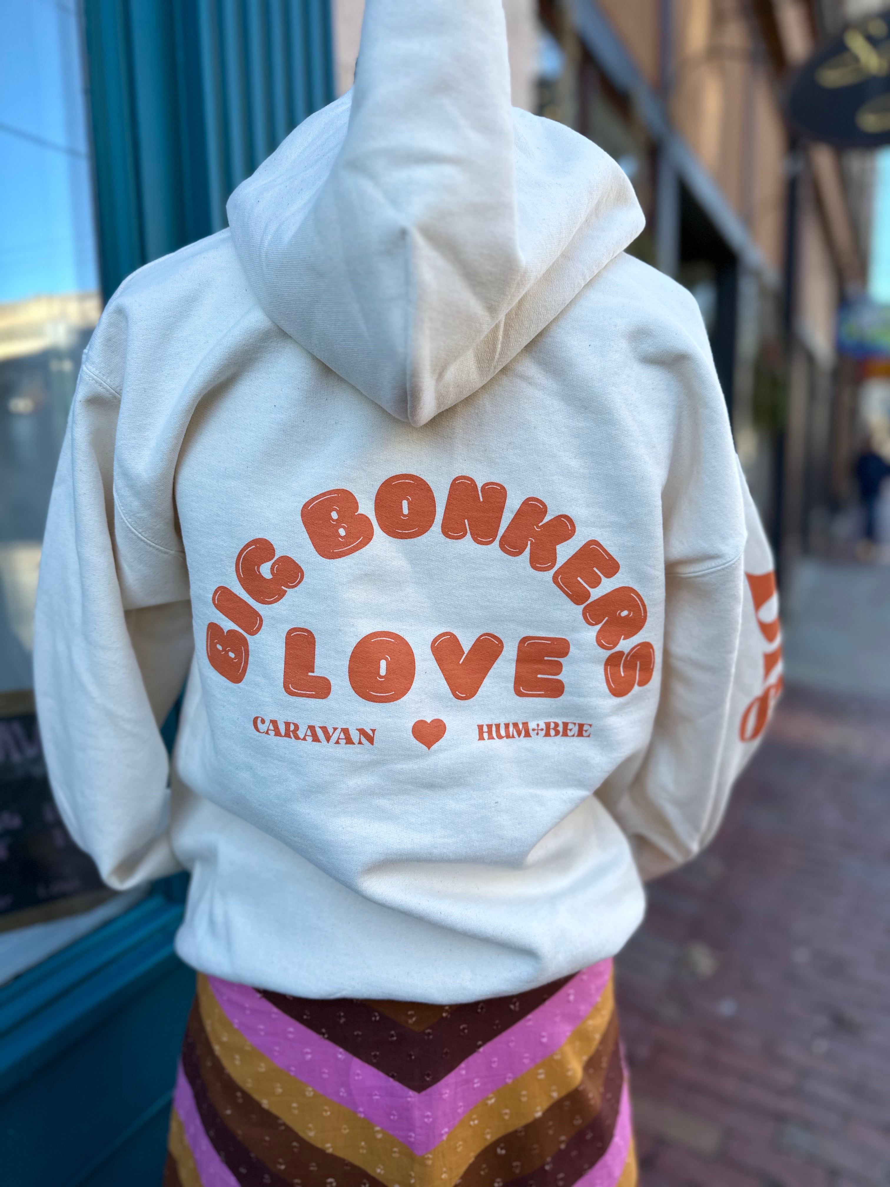 Caravan Big Bonkers Love Hoodies In Black Or Cream