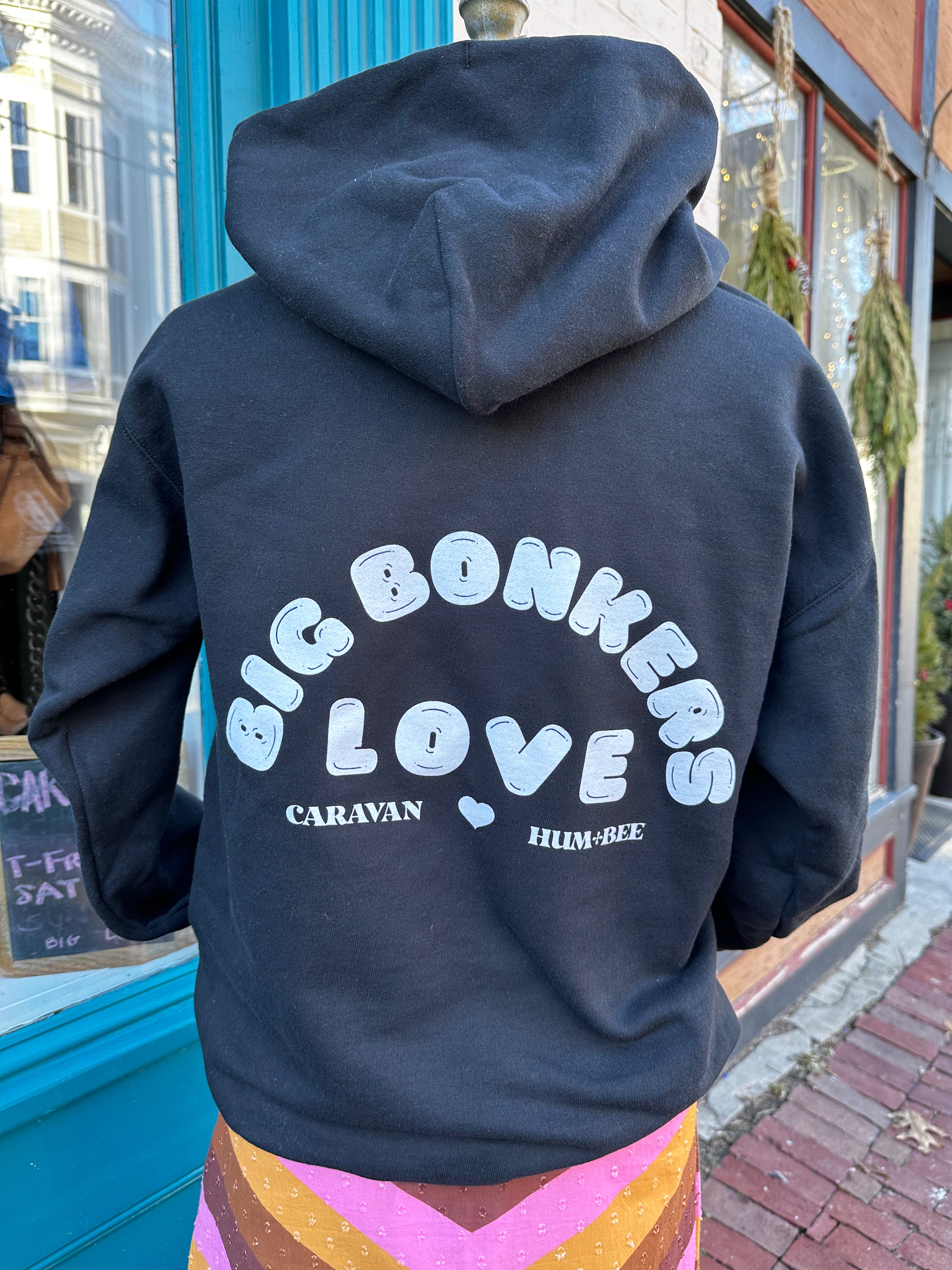 Caravan Big Bonkers Love Hoodies In Black Or Cream