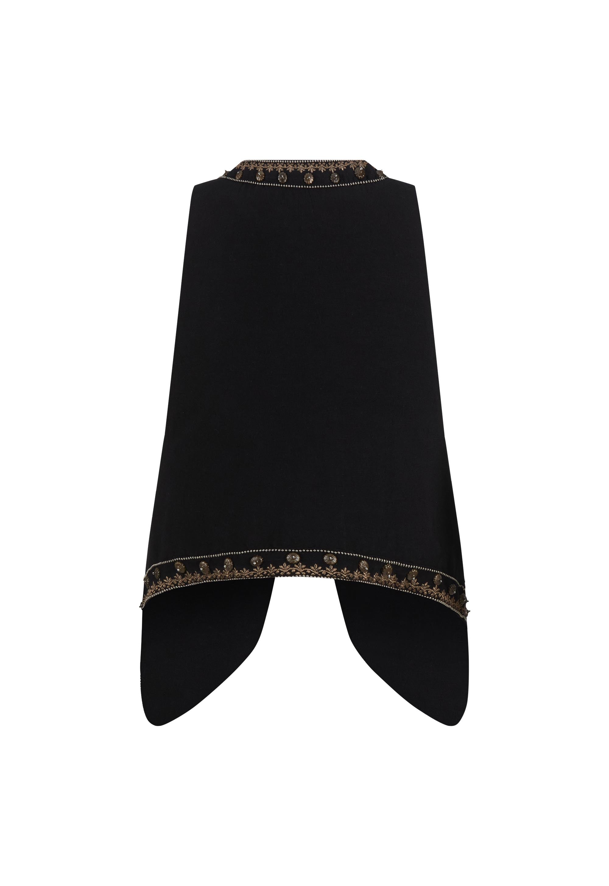 Spell Night Sky Vest – Midnight in black with elegant gold embroidery along the edges for a bold look