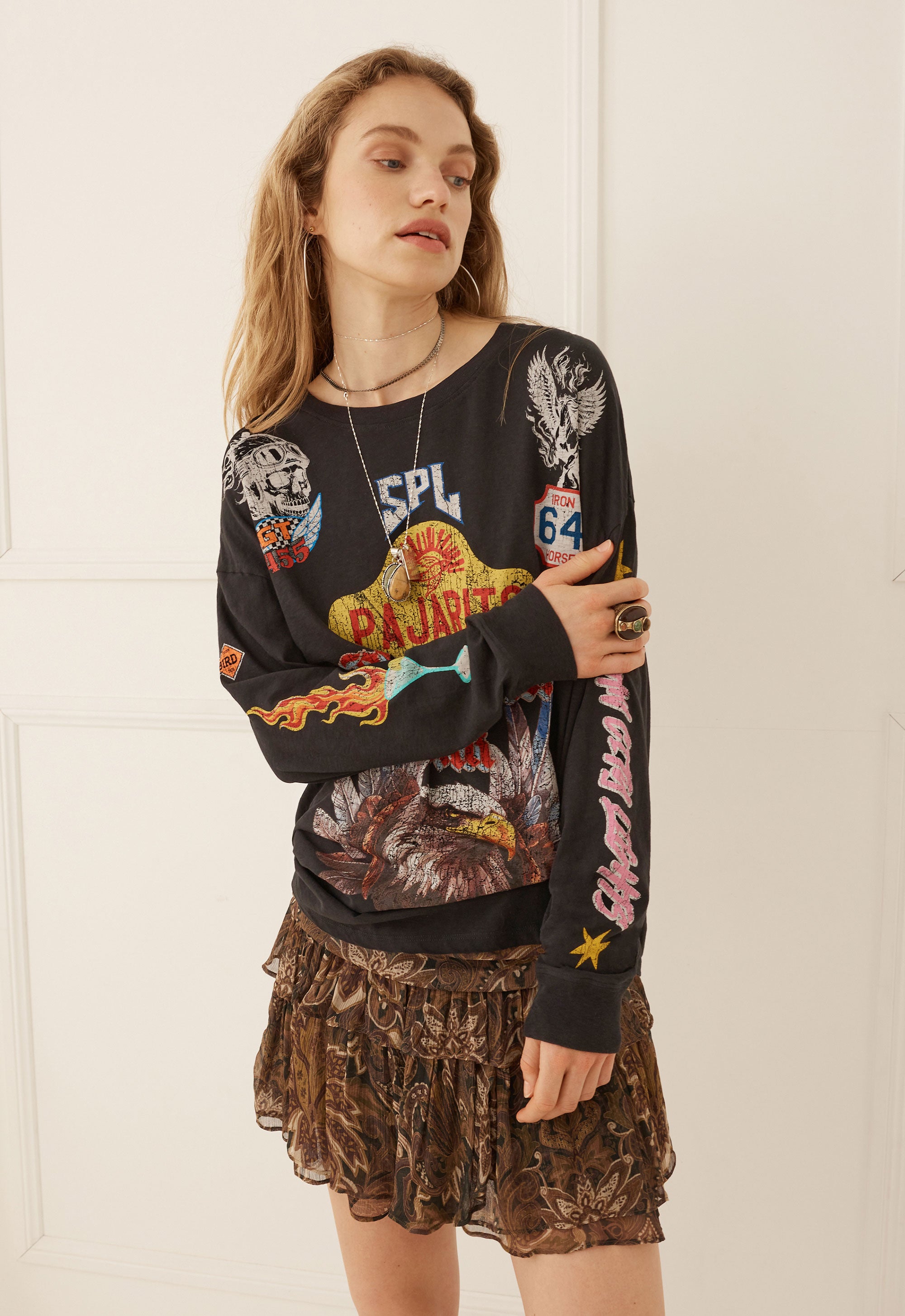 Pajarito Long Sleeve Tee in Charcoal