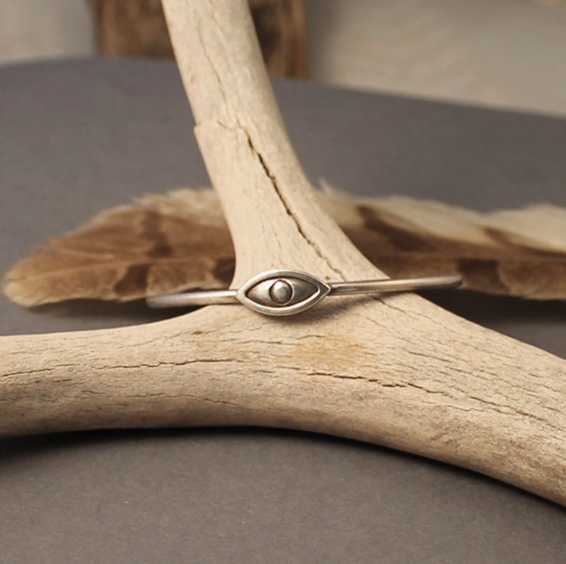 Eye Cuff Bracelet In Sterling Silver