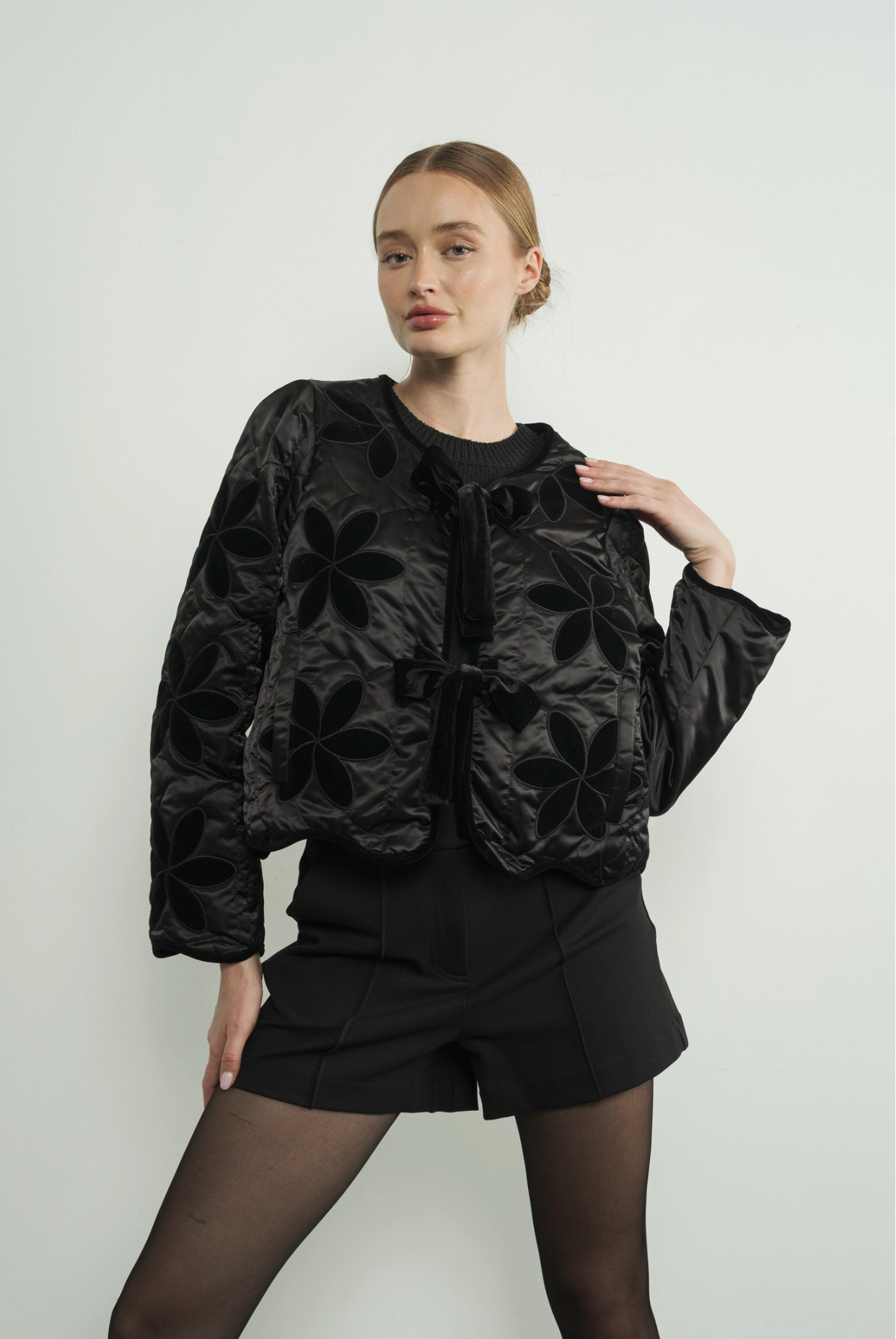 Velvet Bloom Cropped Jacket