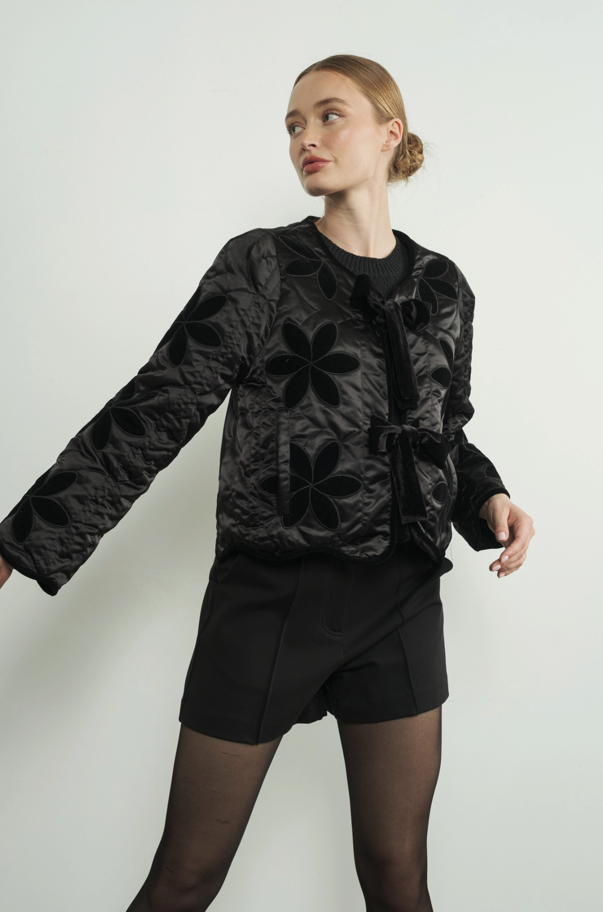 Velvet Bloom Cropped Jacket