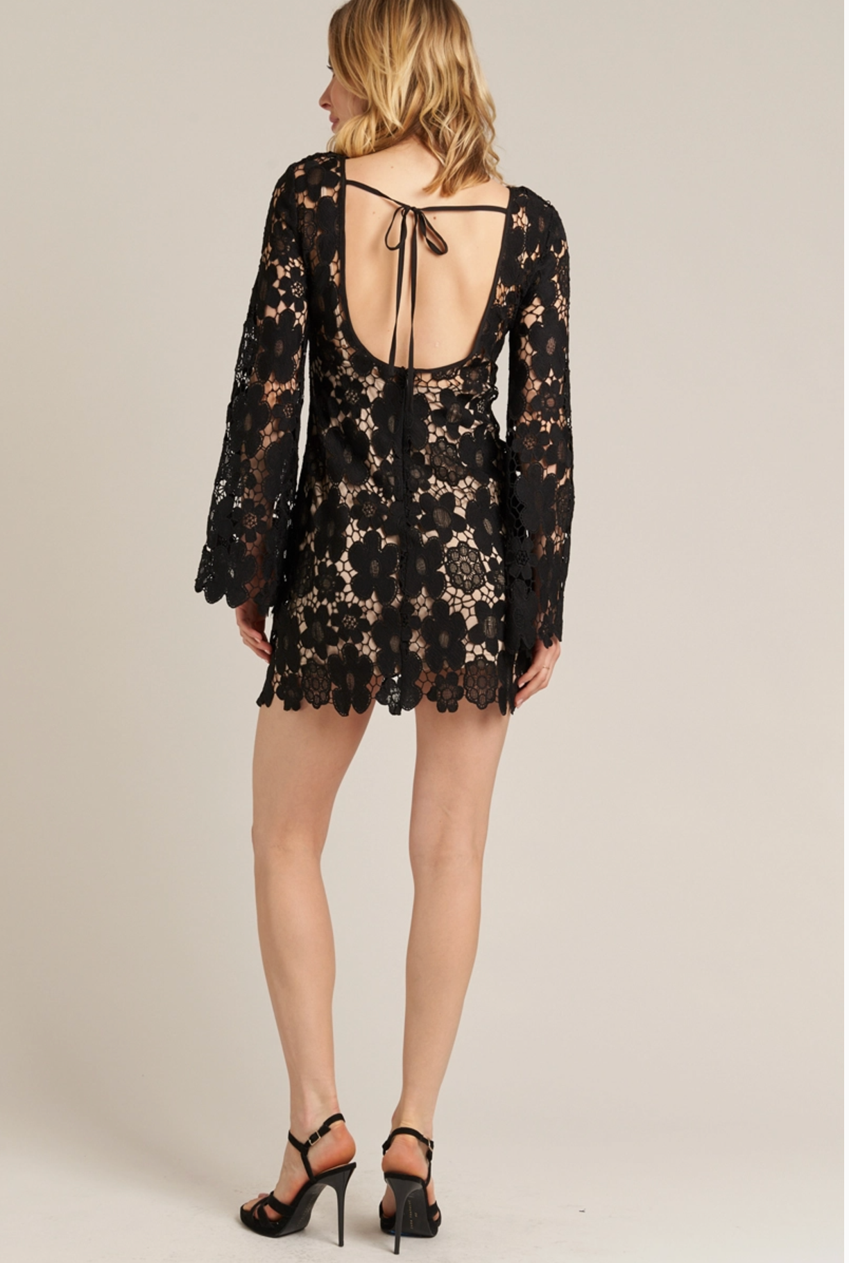 Bloom Bell Sleeve Lace Mini Dress