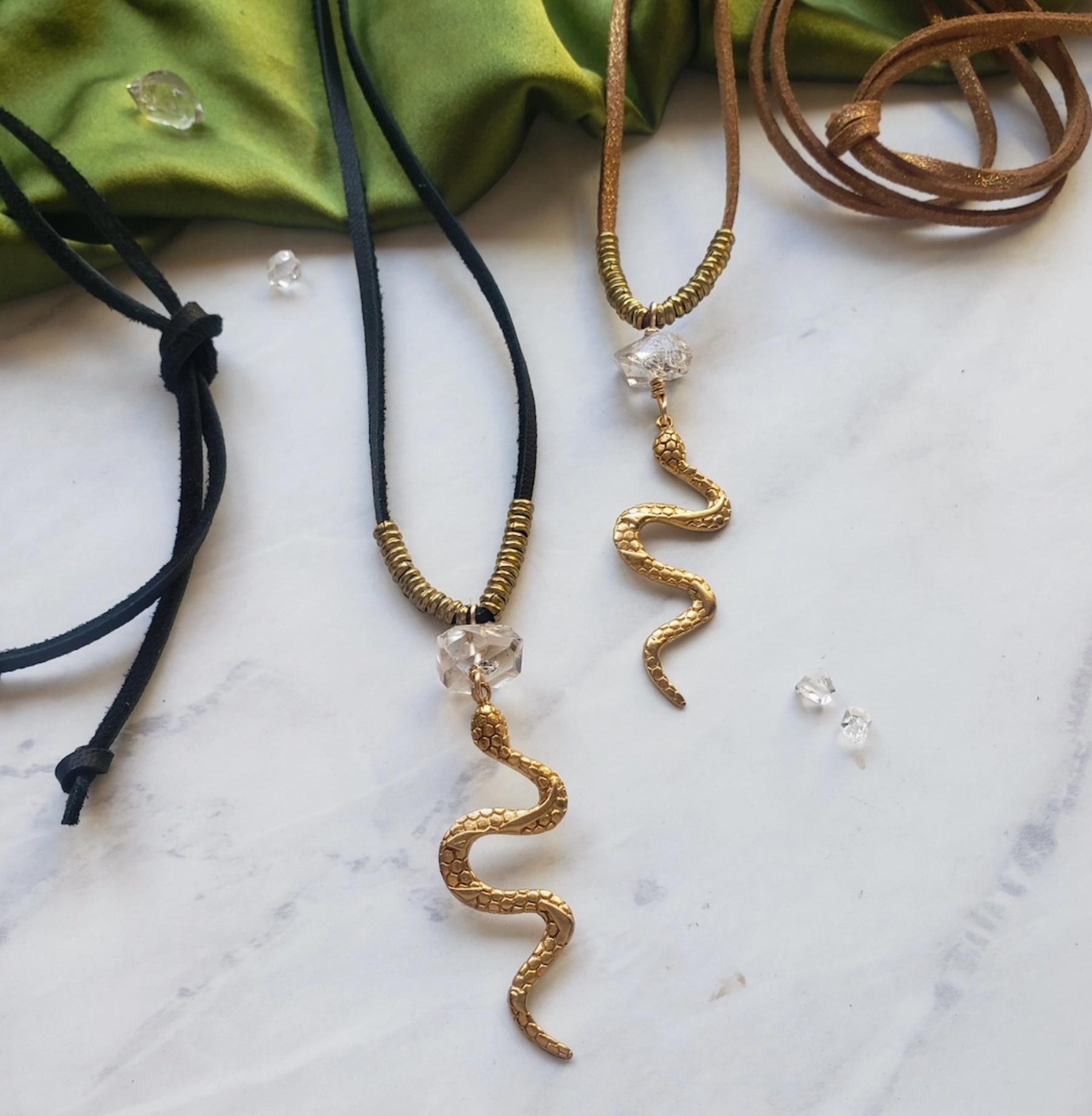 Gold Year Of The Snake Diamond Quartz Long Necklace